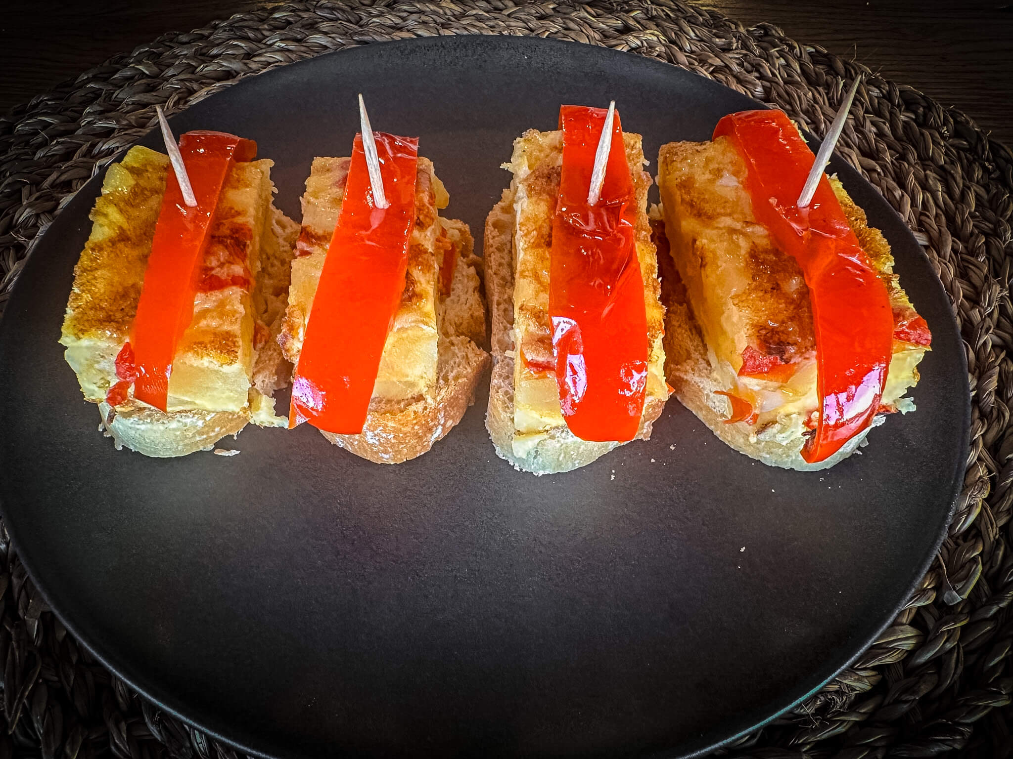Spanish Flag Tortilla pincho bar presentation