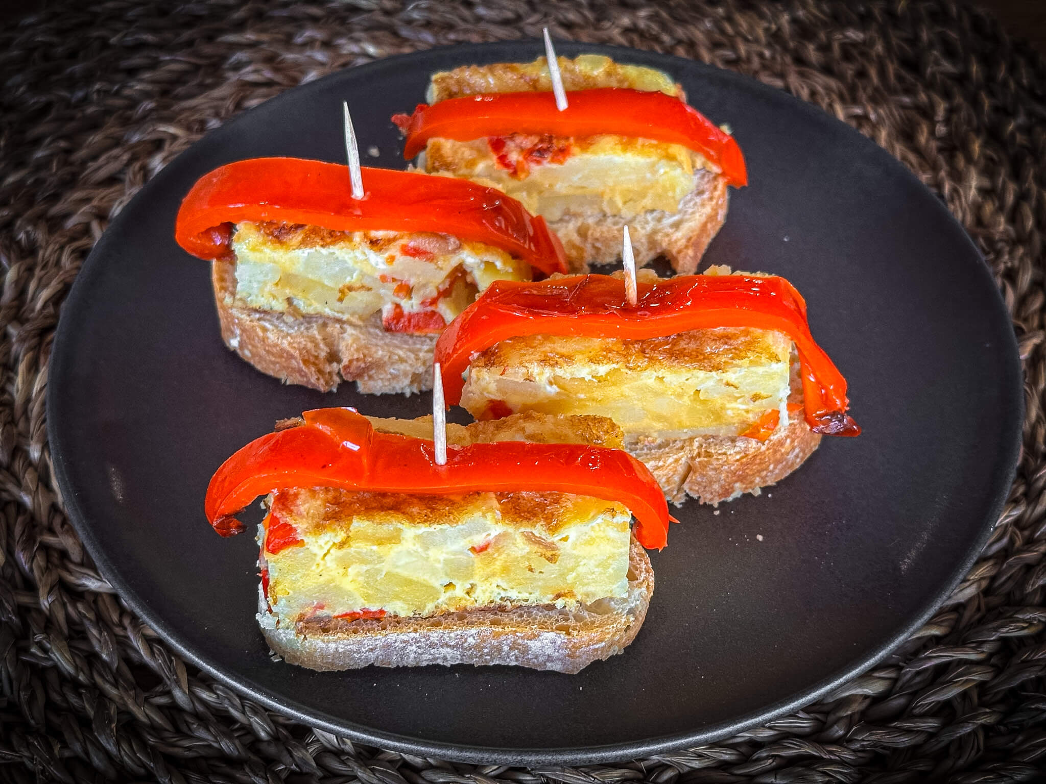 Spanish Flag Tortilla plate pincho