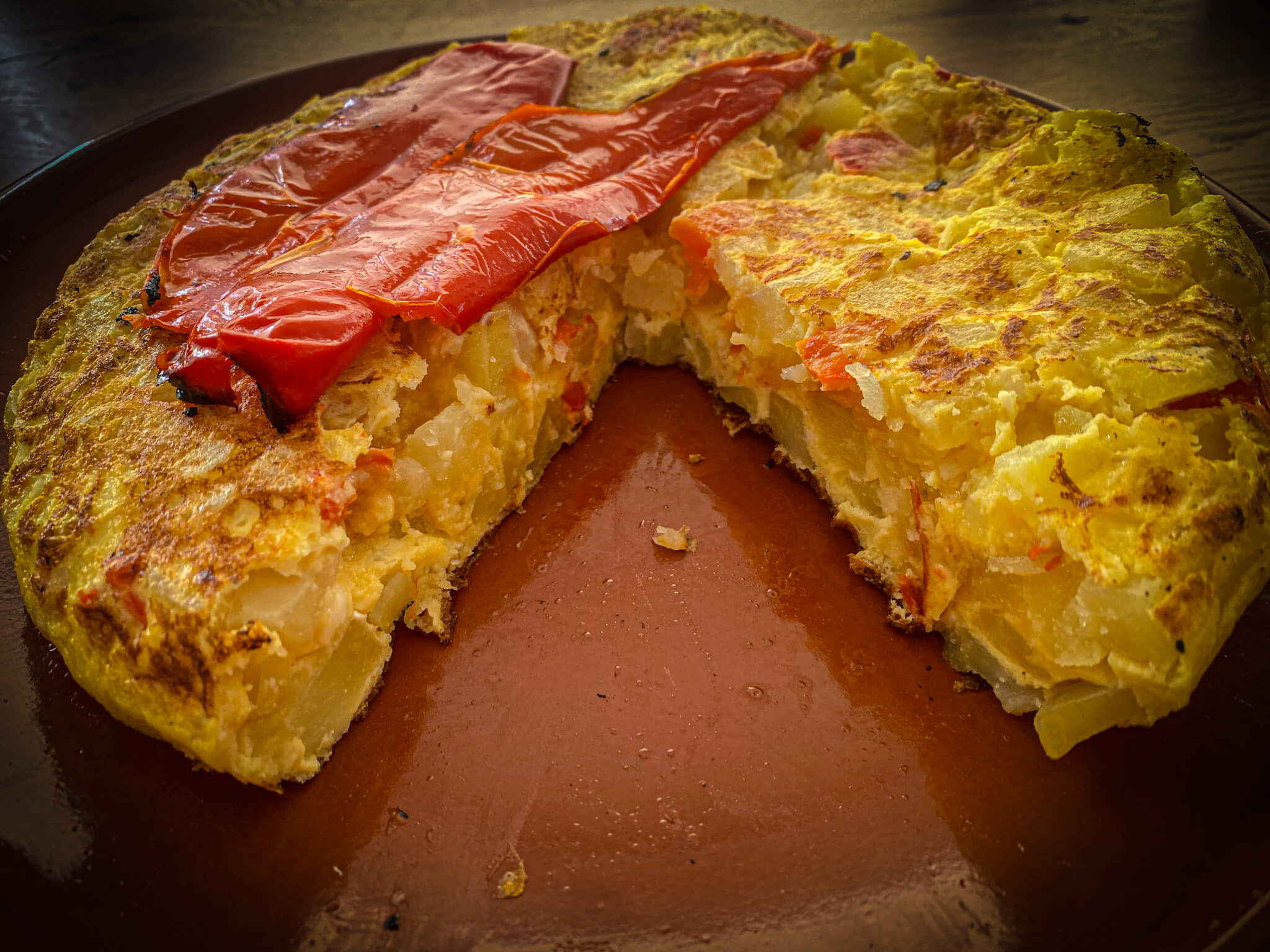 Spanish Flag Tortilla presentation portion