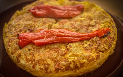 Spanish Flag Tortilla: A Potato Omelette with Caramelized Red Pepper and Garlic