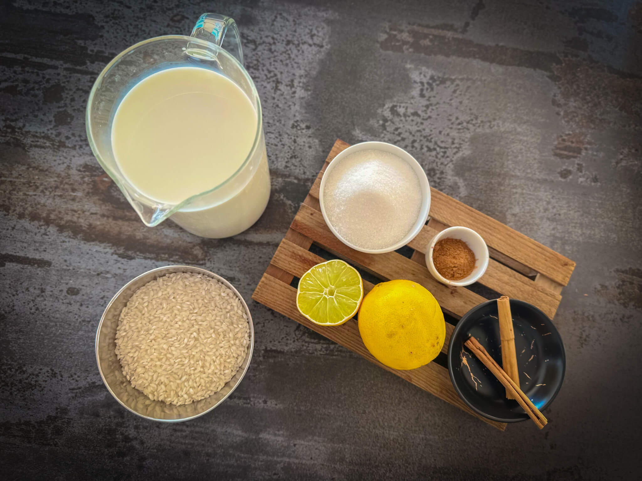 Rice with milk ingredients