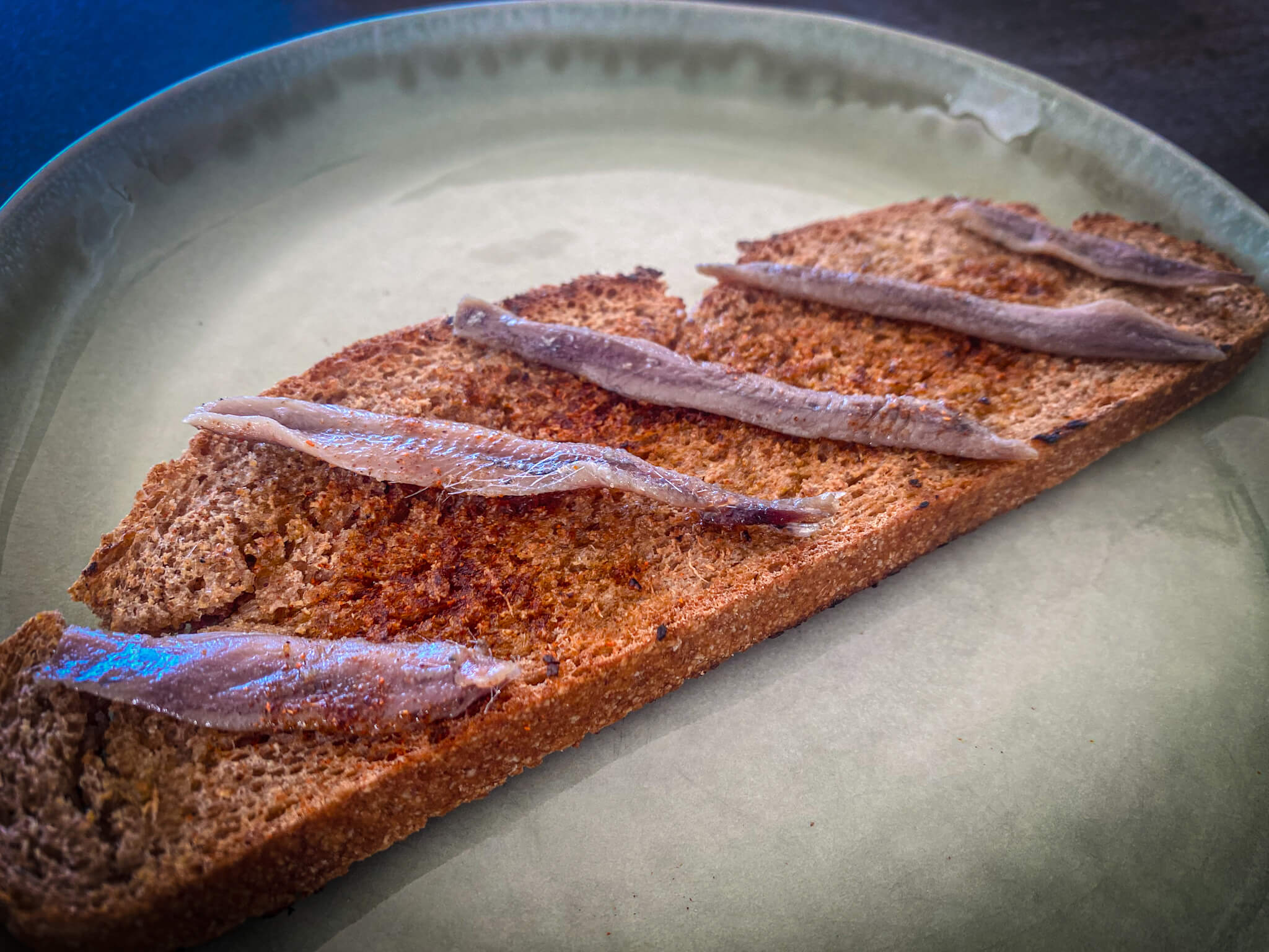 Anchovy toast boquerones in spain