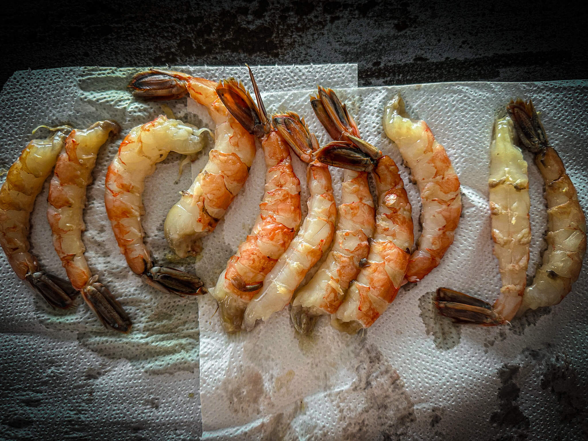 Gambas al ajillo ingredients cleaned shrimps without heads