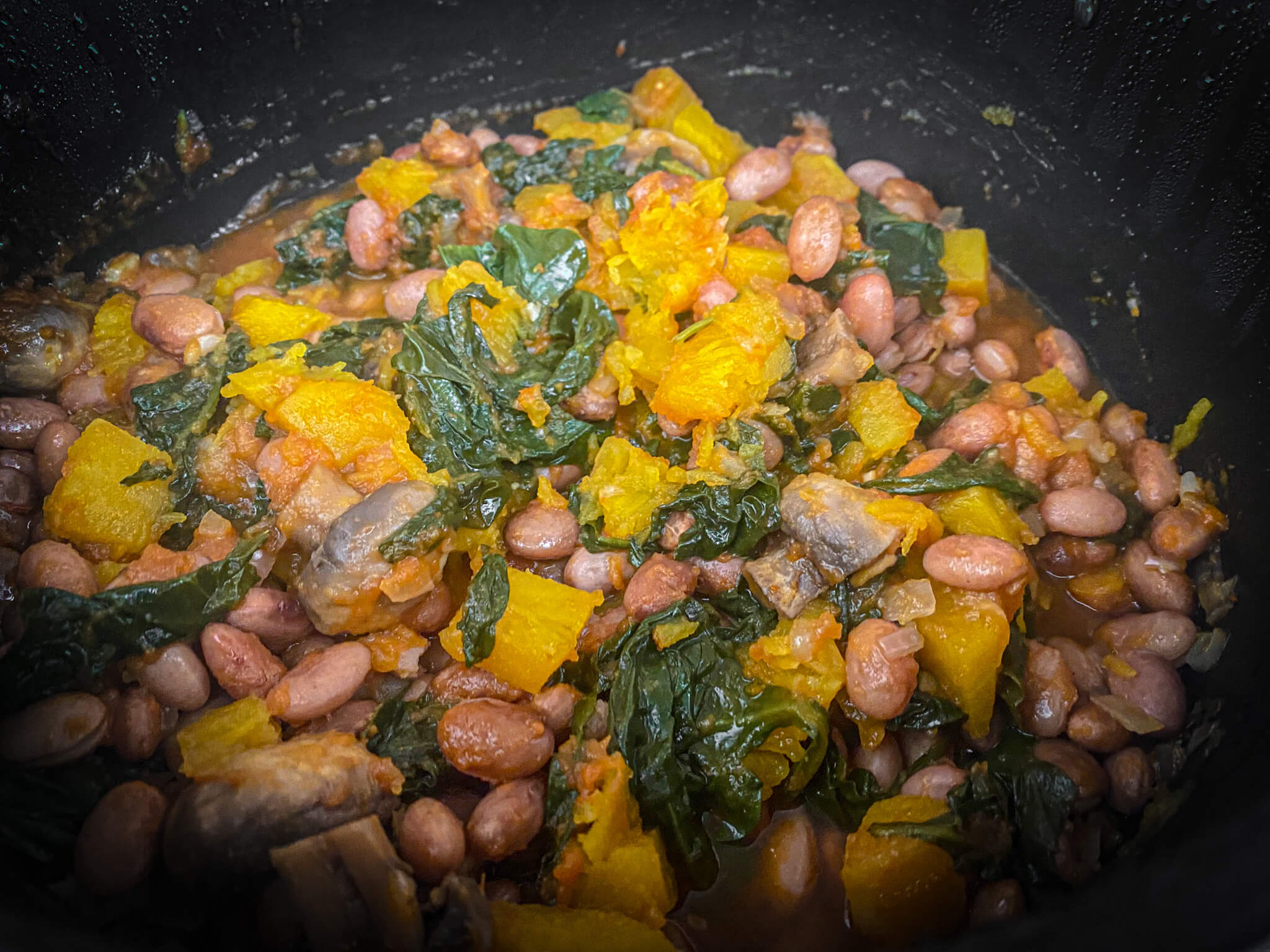 Alubias rojas con calabaza add spinach