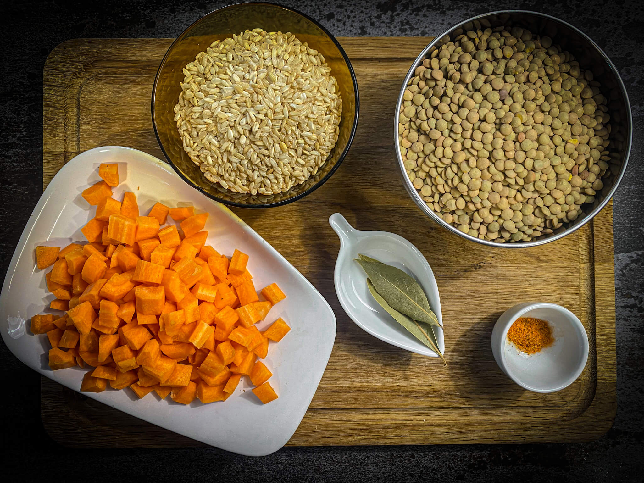Lentejas con Arroz ingredients
