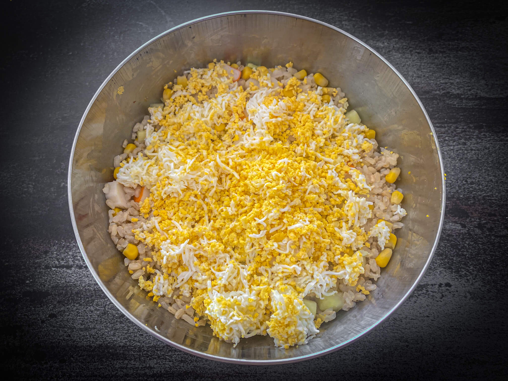 Rice salad mix egg