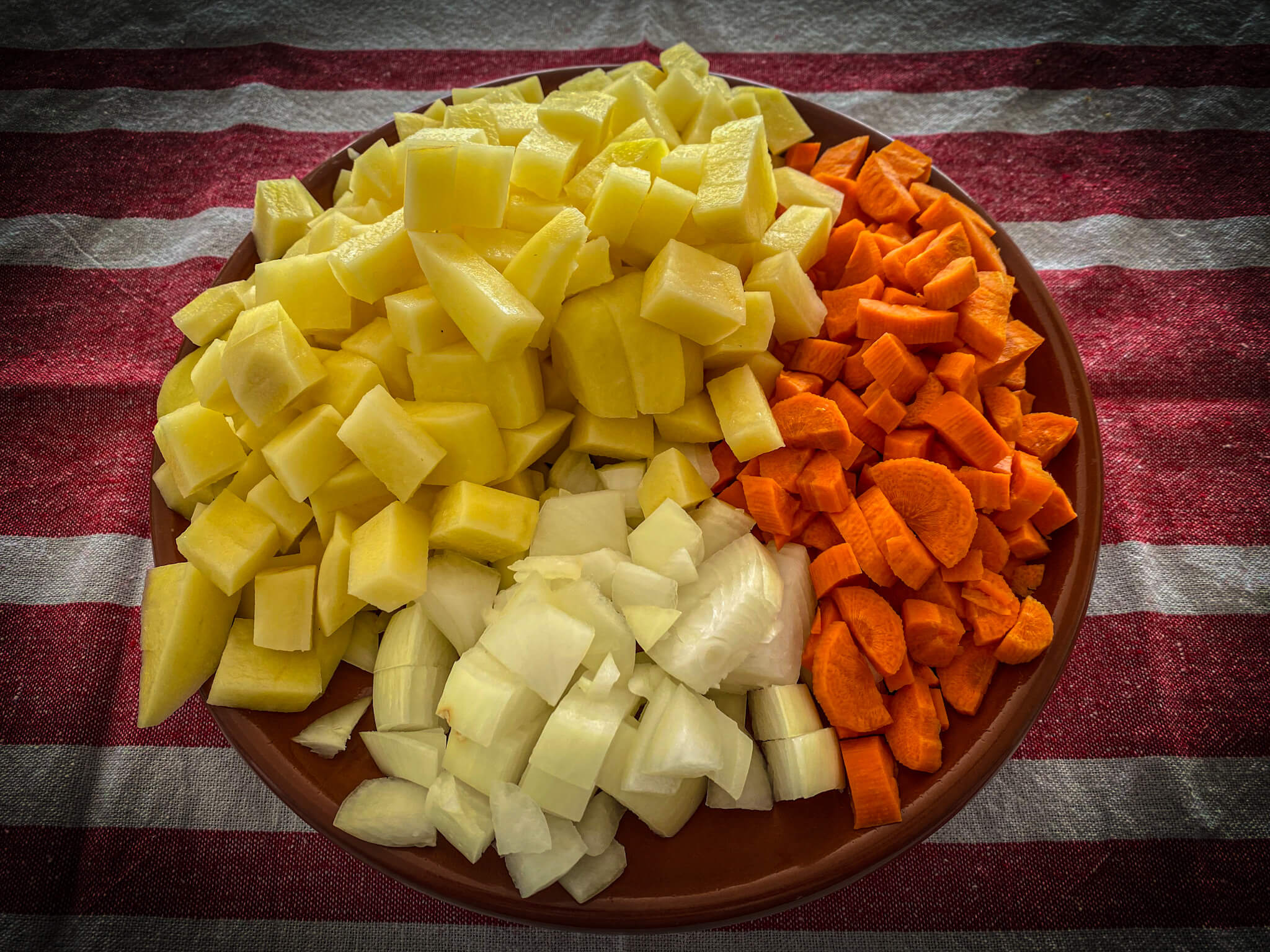 Verduras al vapor ingredients diced