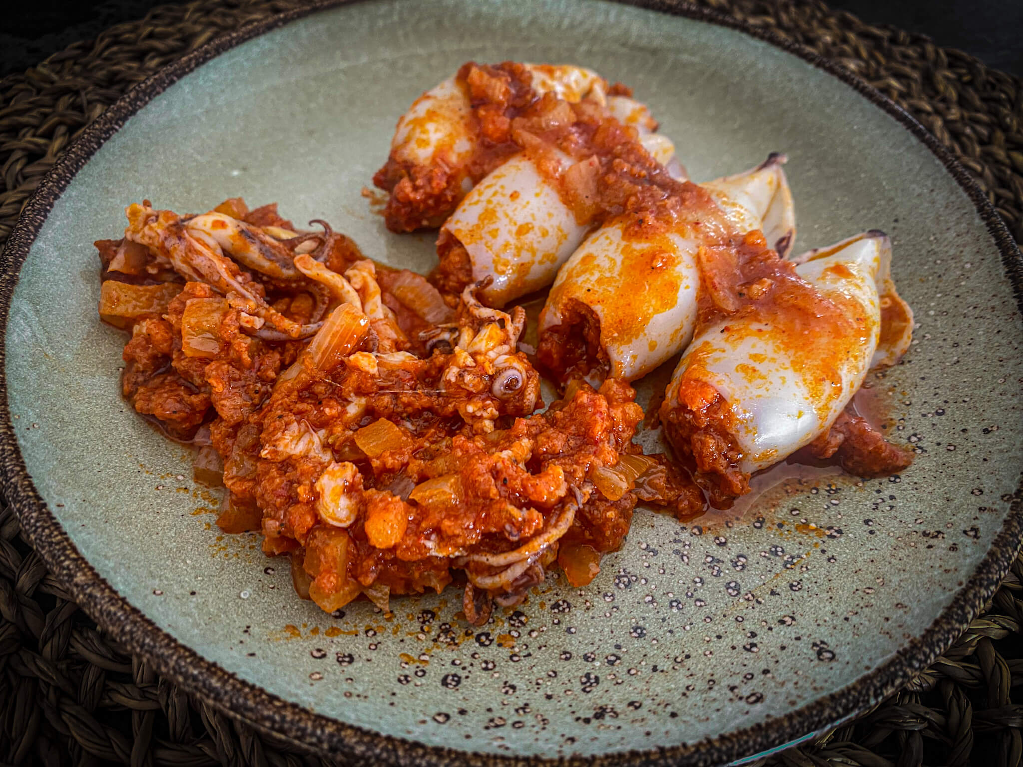 squid stuffed Mallorcan sobrasada foods