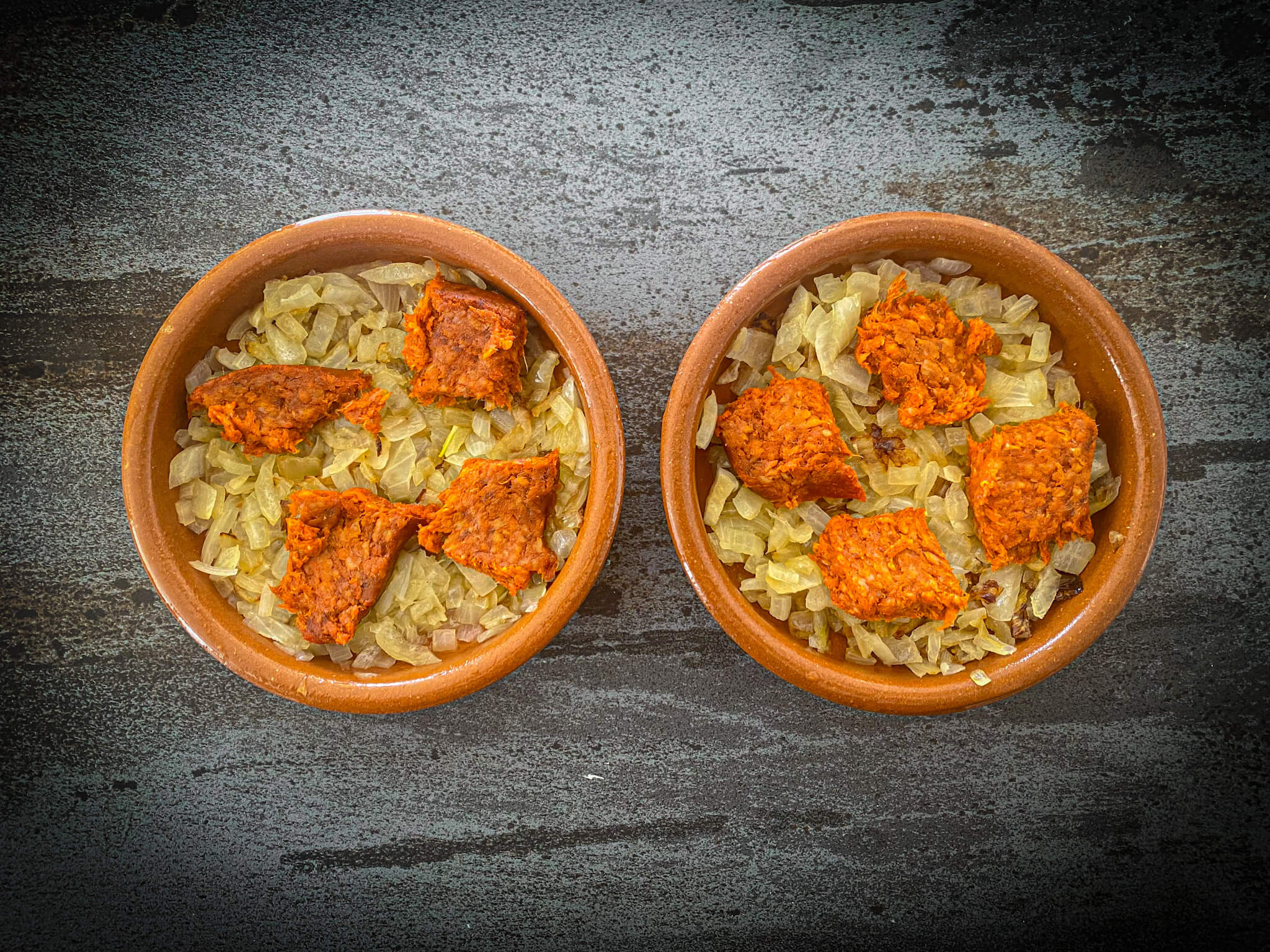 Authentic Mallorcan Eggs with Sobrasada assemble bowls 2