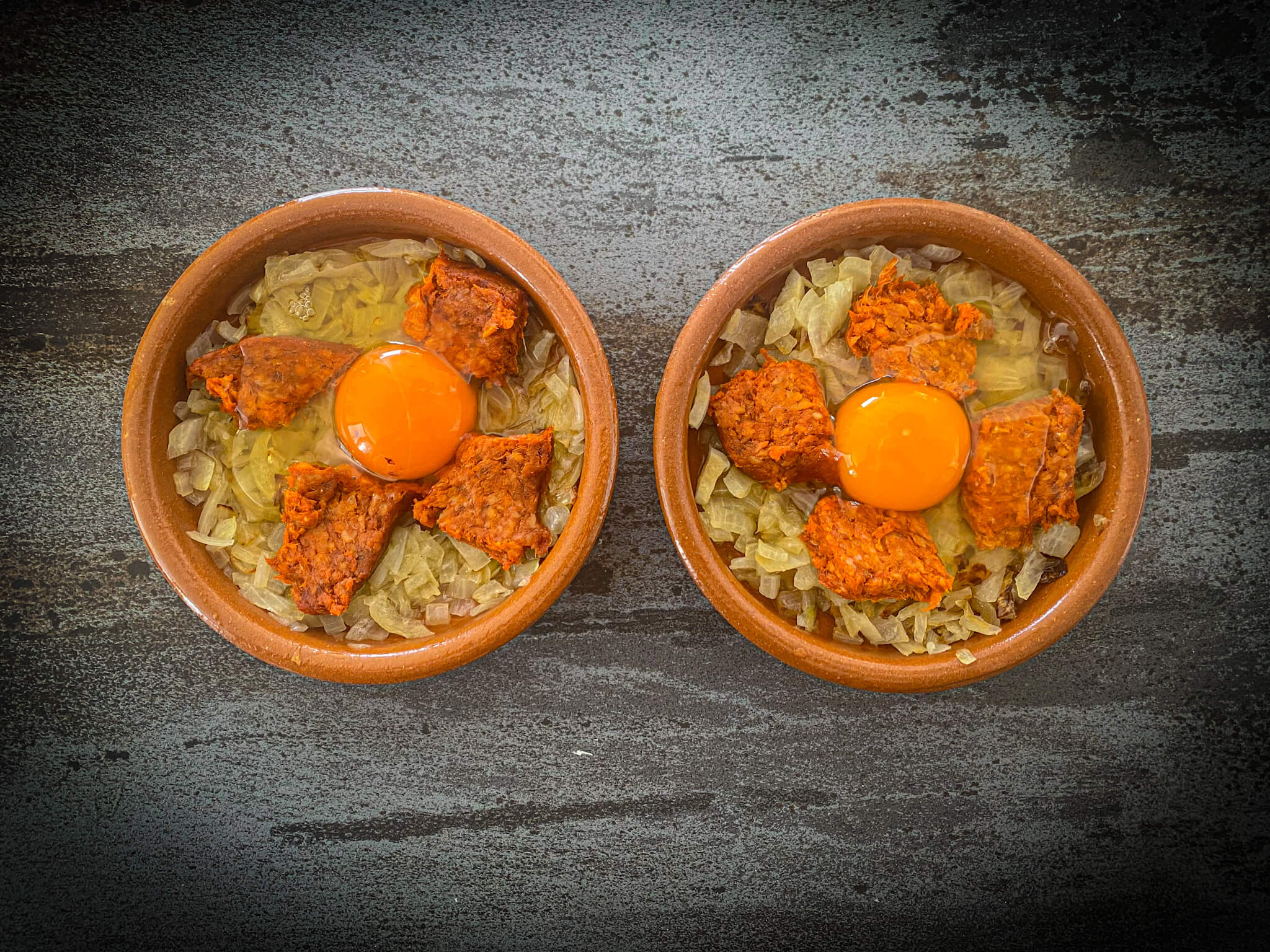 Authentic Mallorcan Eggs with Sobrasada assemble bowls 3