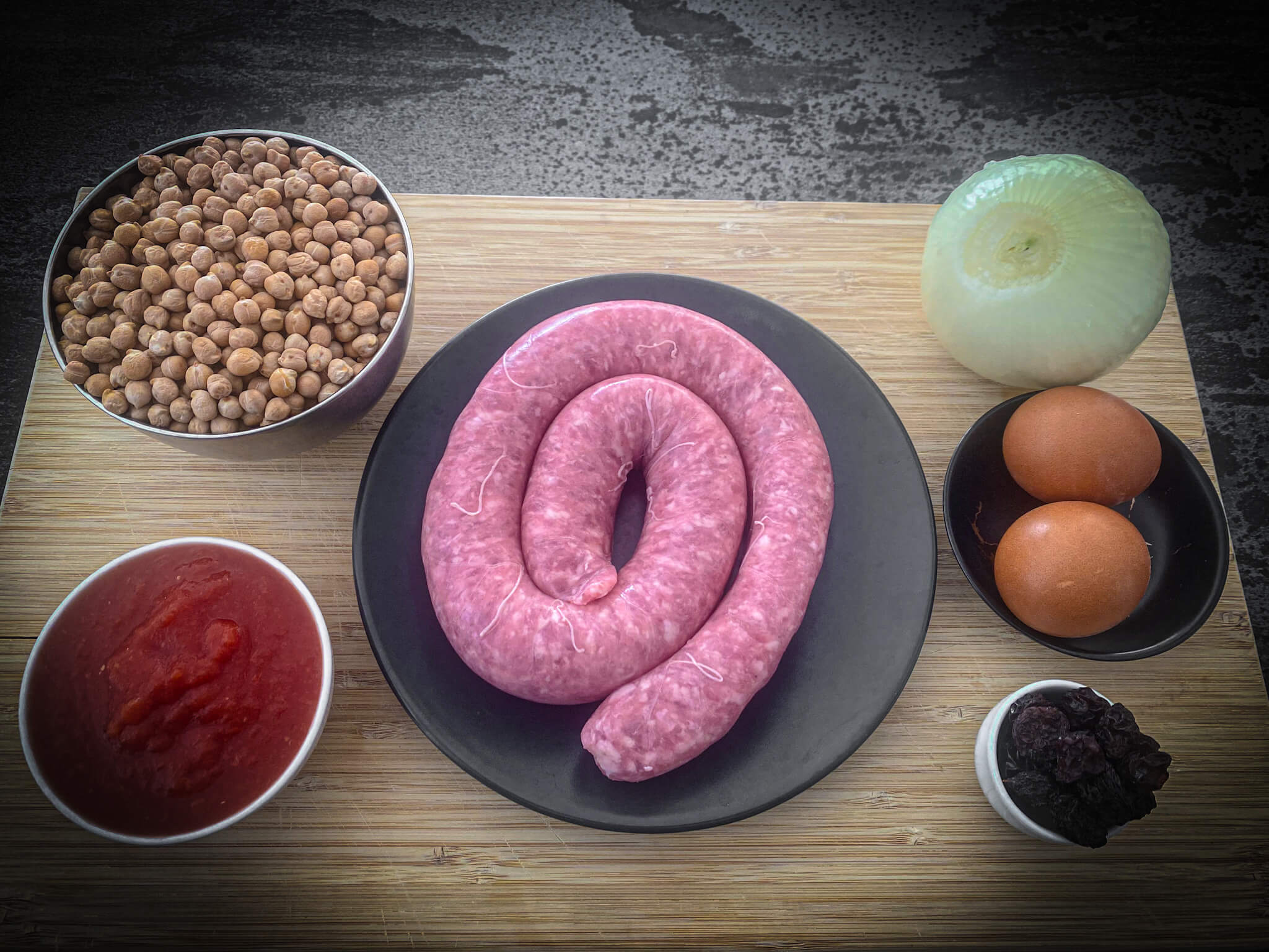 Chickpeas with Catalan Sausage ingredients