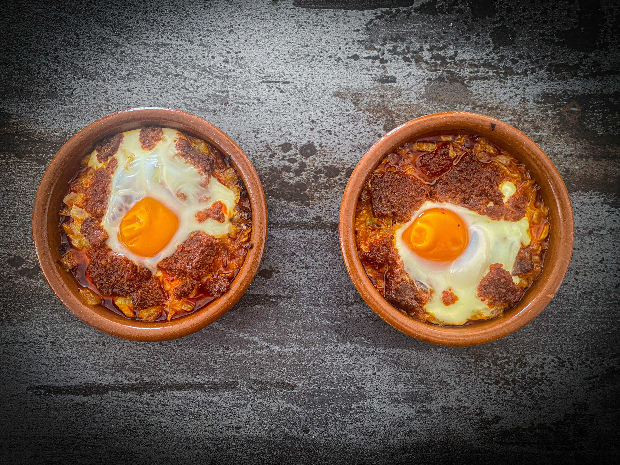 Authentic Mallorcan Eggs with Sobrasada baked 2 bowls