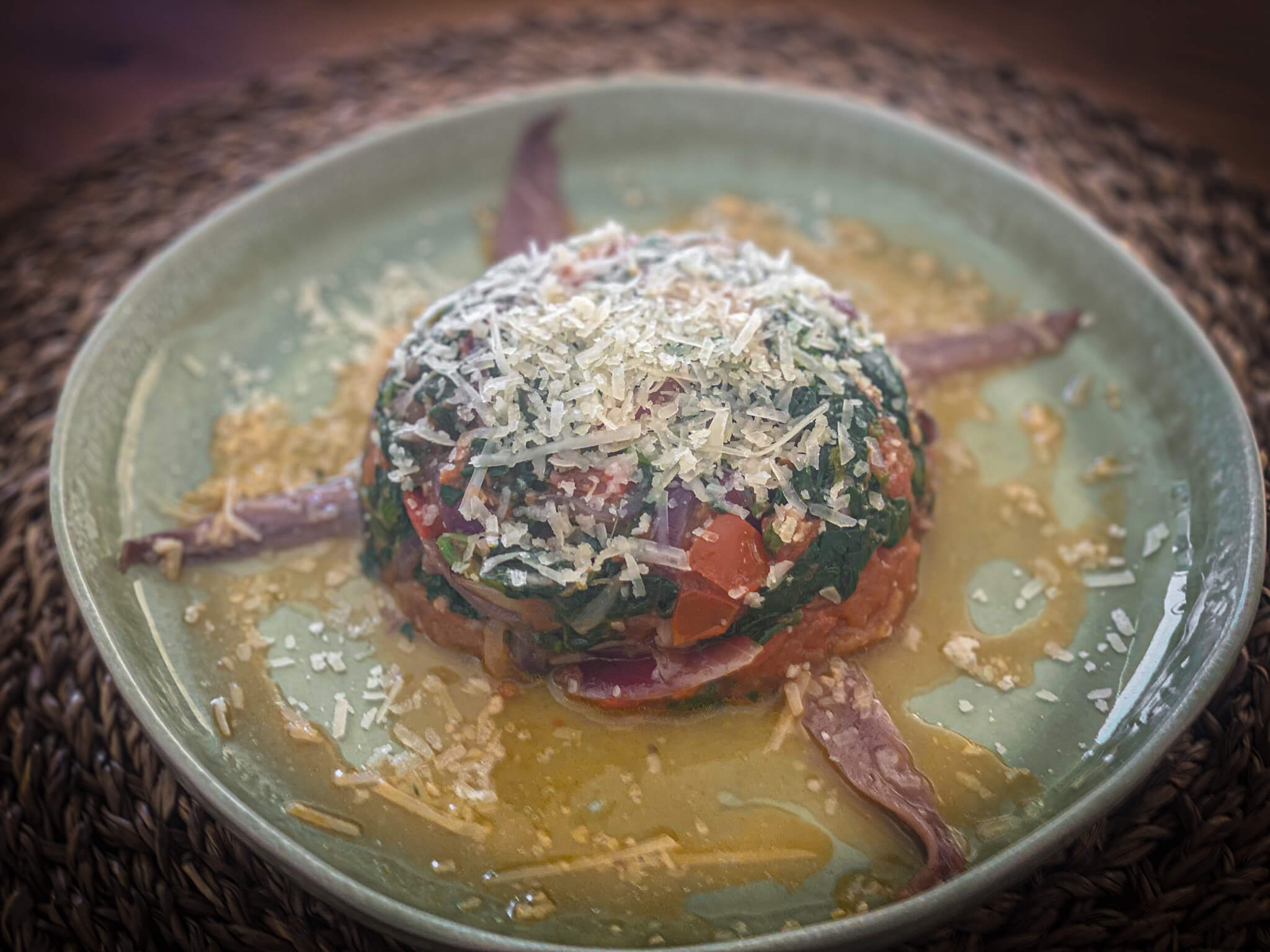 Spinach with Tomato and Anchovies plated 2