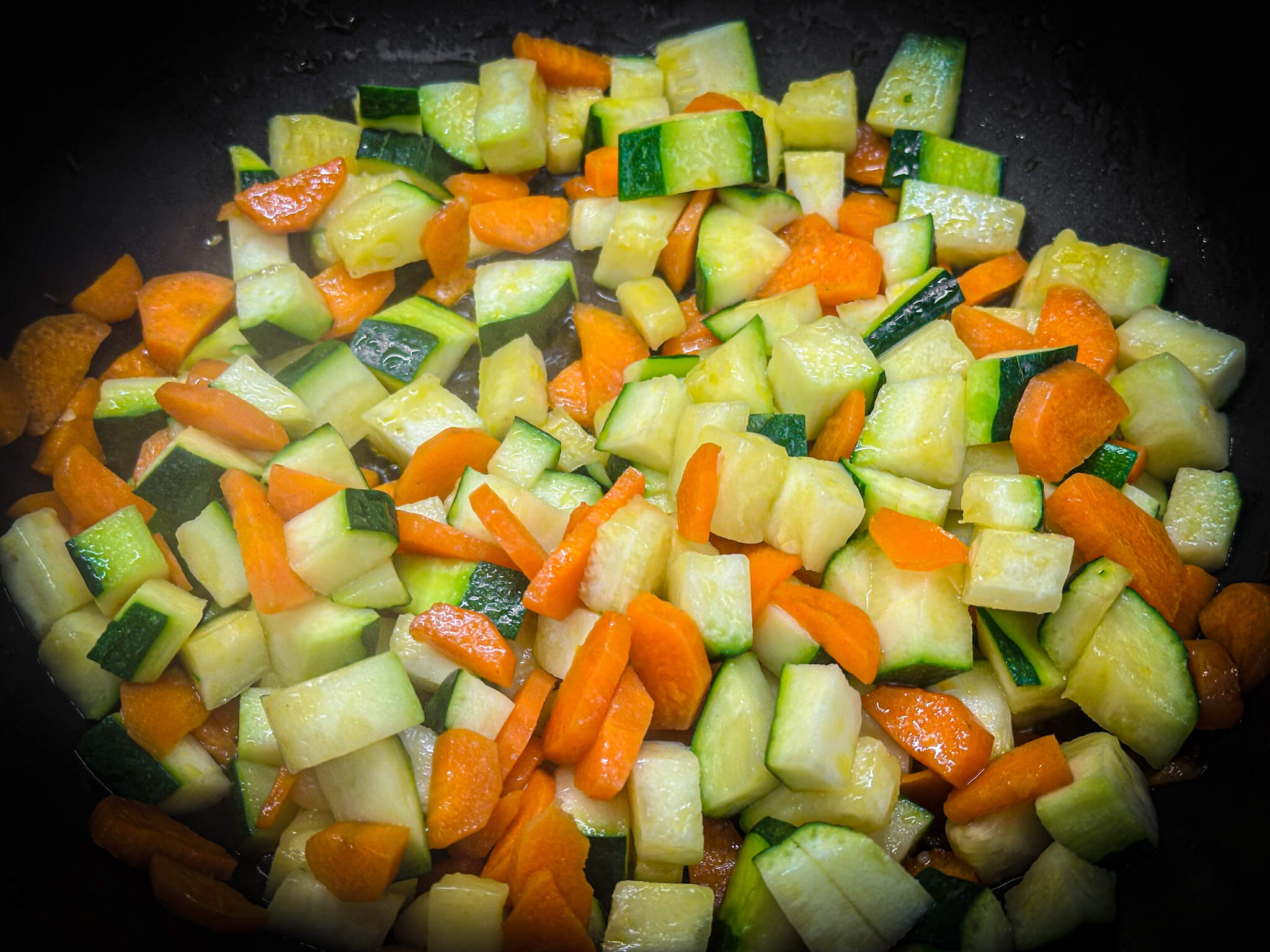 Mediterranean Pinto Beans sauteing zucchini