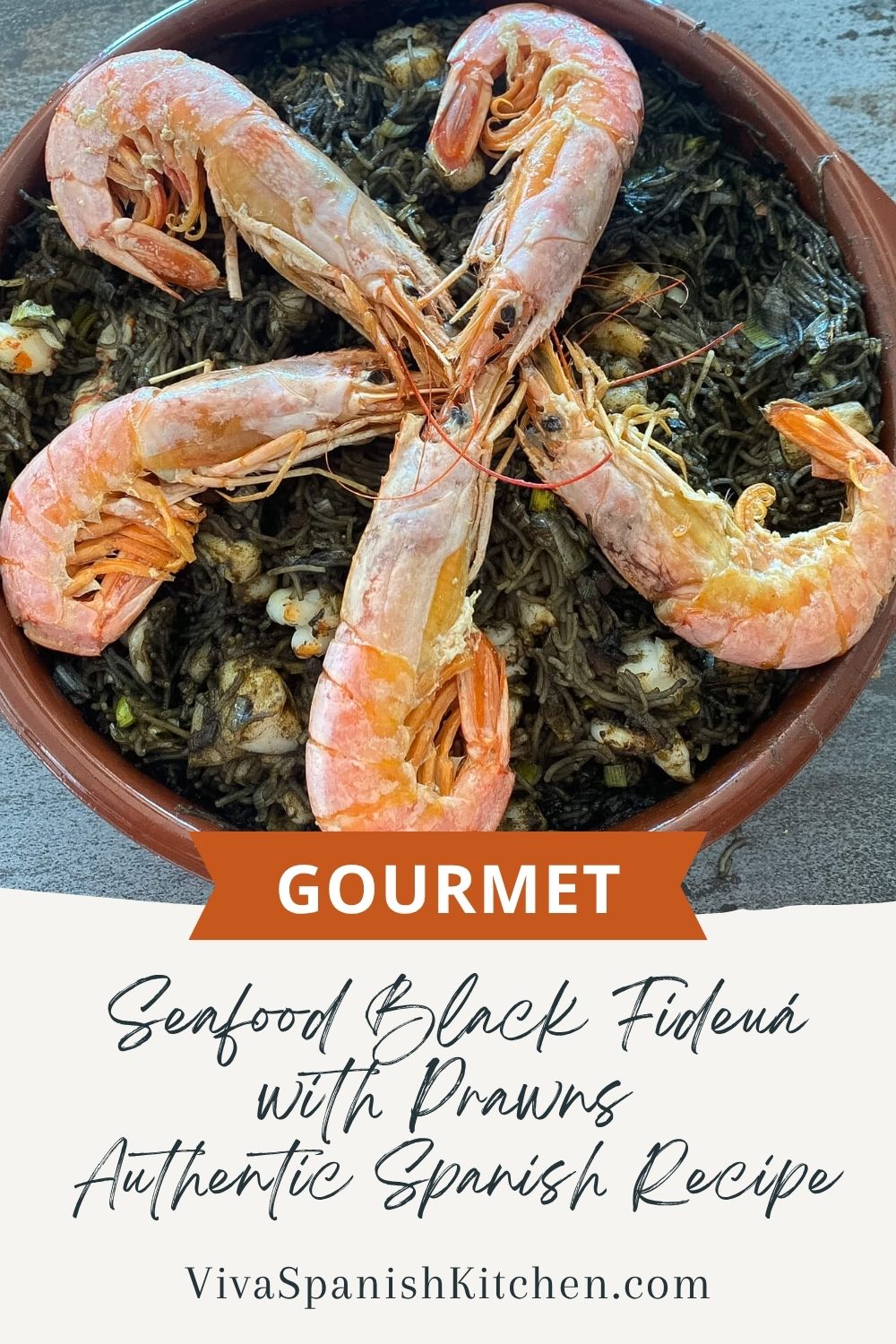 PIN Seafood Black Fideuá with Prawns Authentic Spanish Recipe