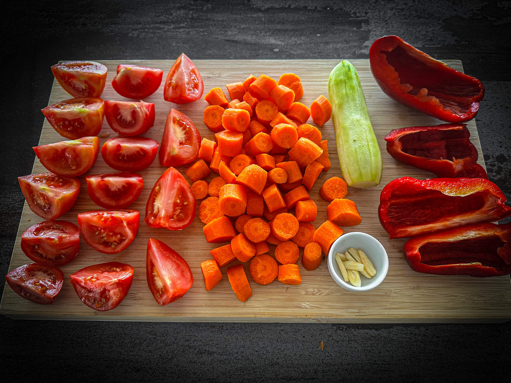 Refreshing Spanish Carrot Gazpacho ingredients cut 4