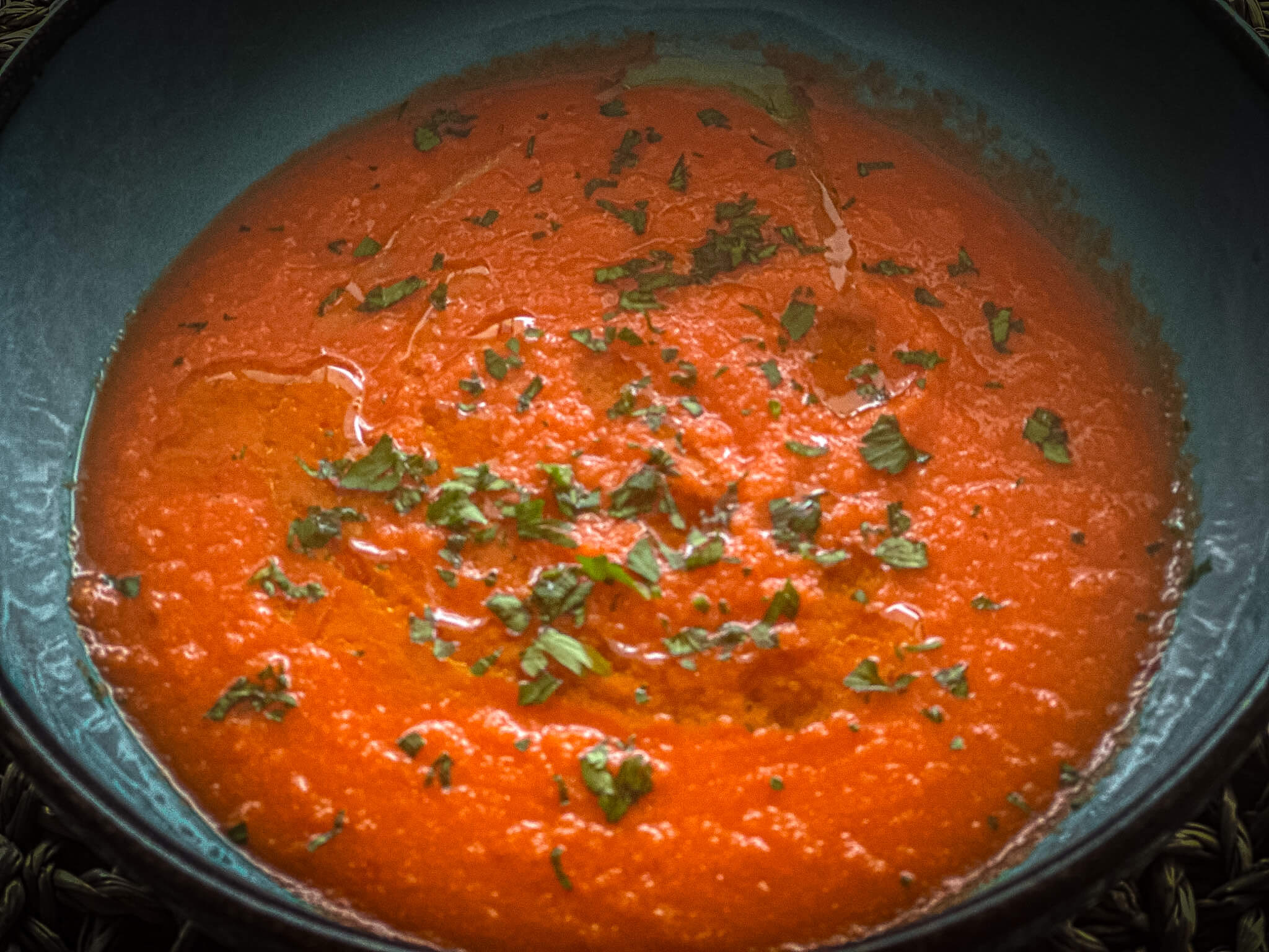 Refreshing Spanish Carrot Gazpacho plated 3