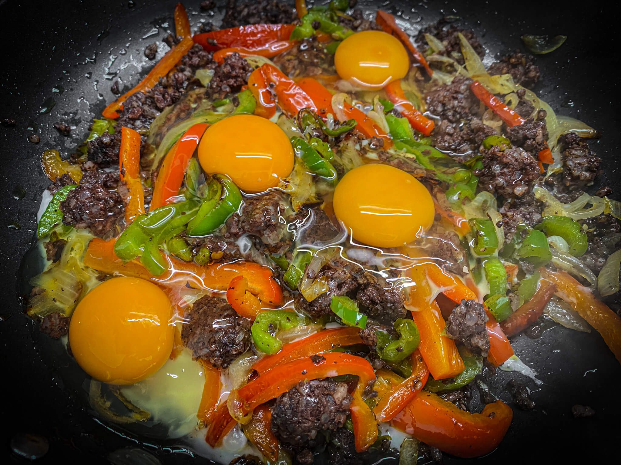 Rice Sausage Scramble add eggs