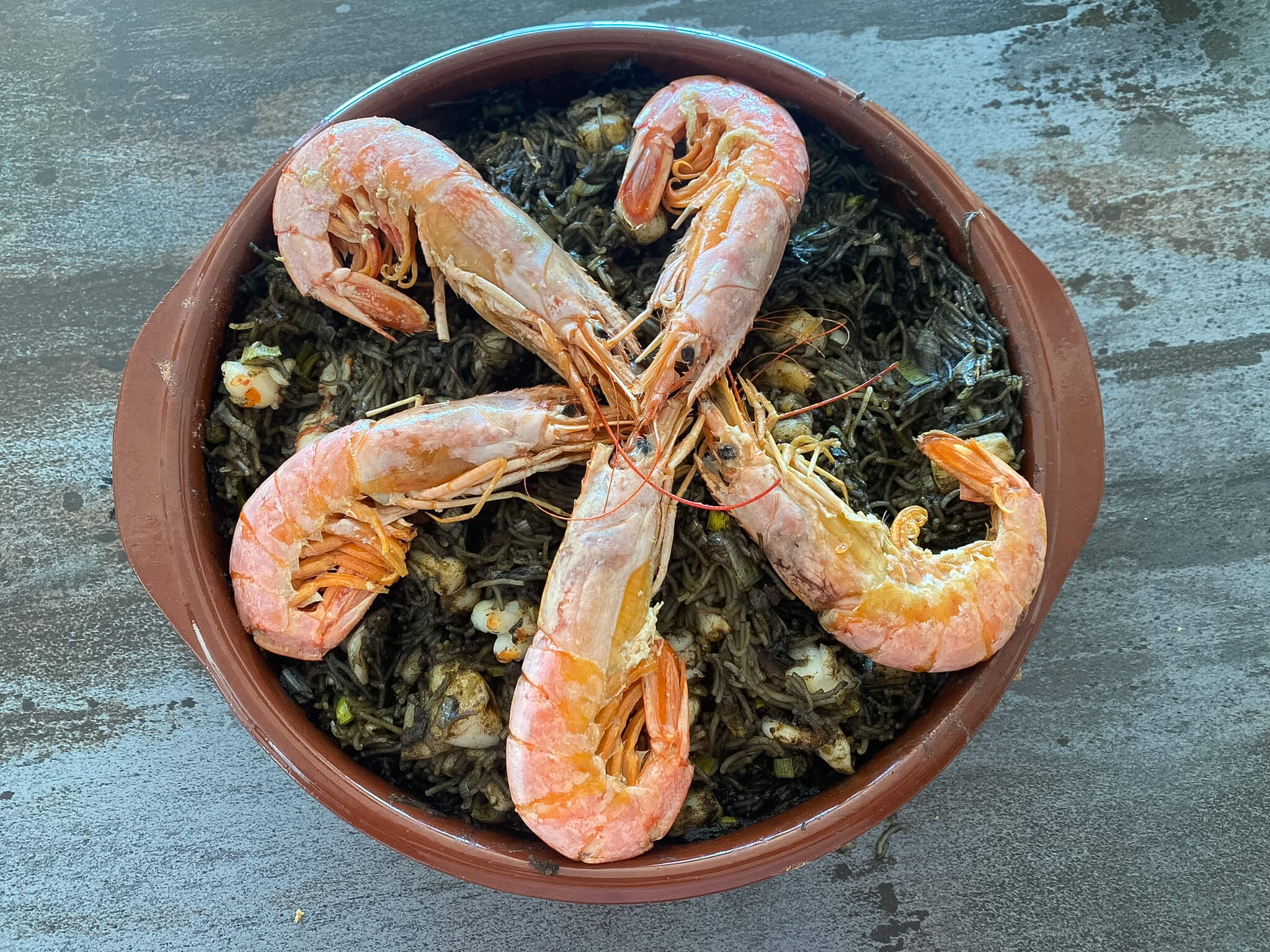 Seafood Black Fideuá with Prawns add prawns