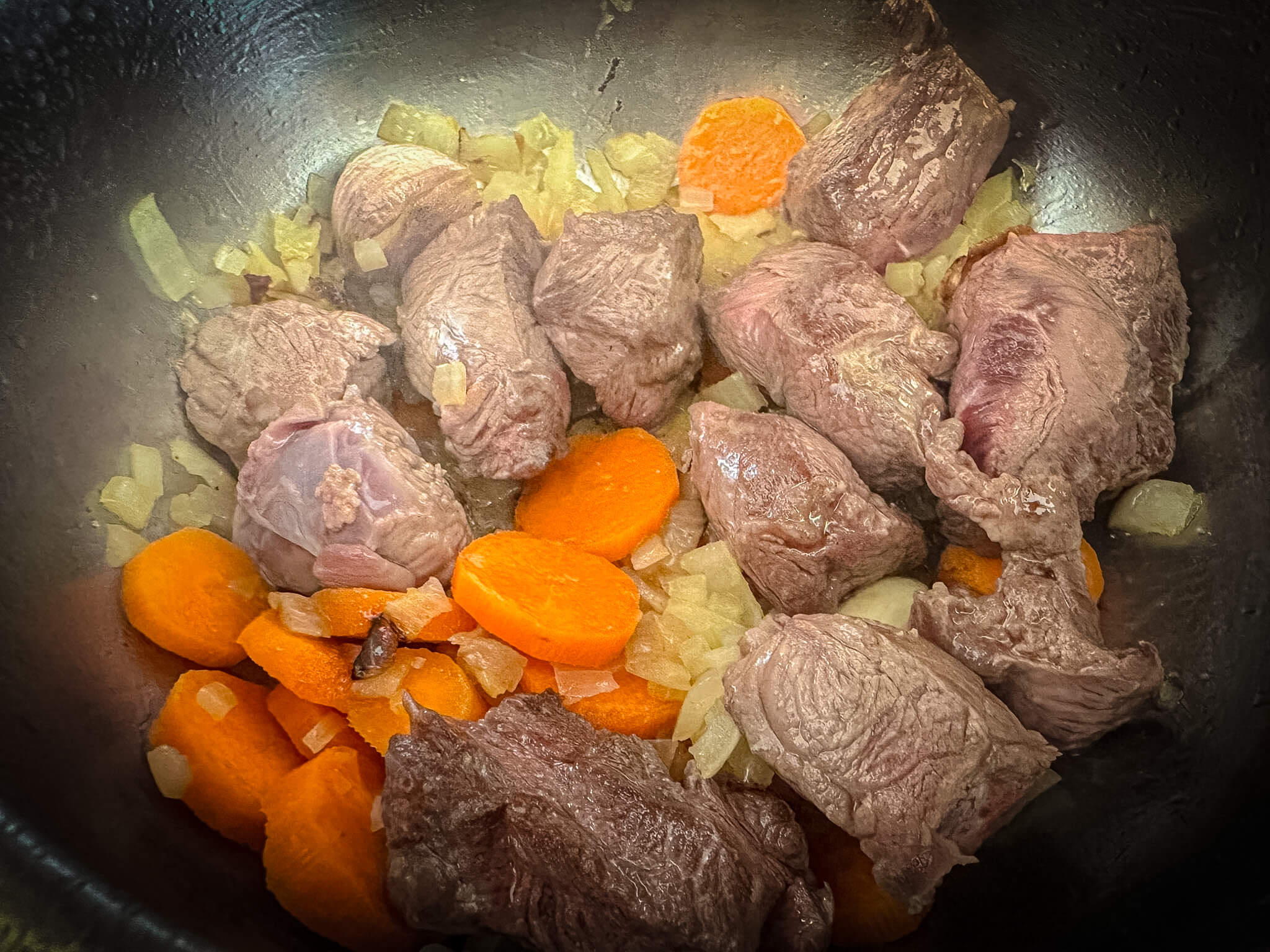 Spanish Beef Stew with Potatoes add beef to sofrito 1