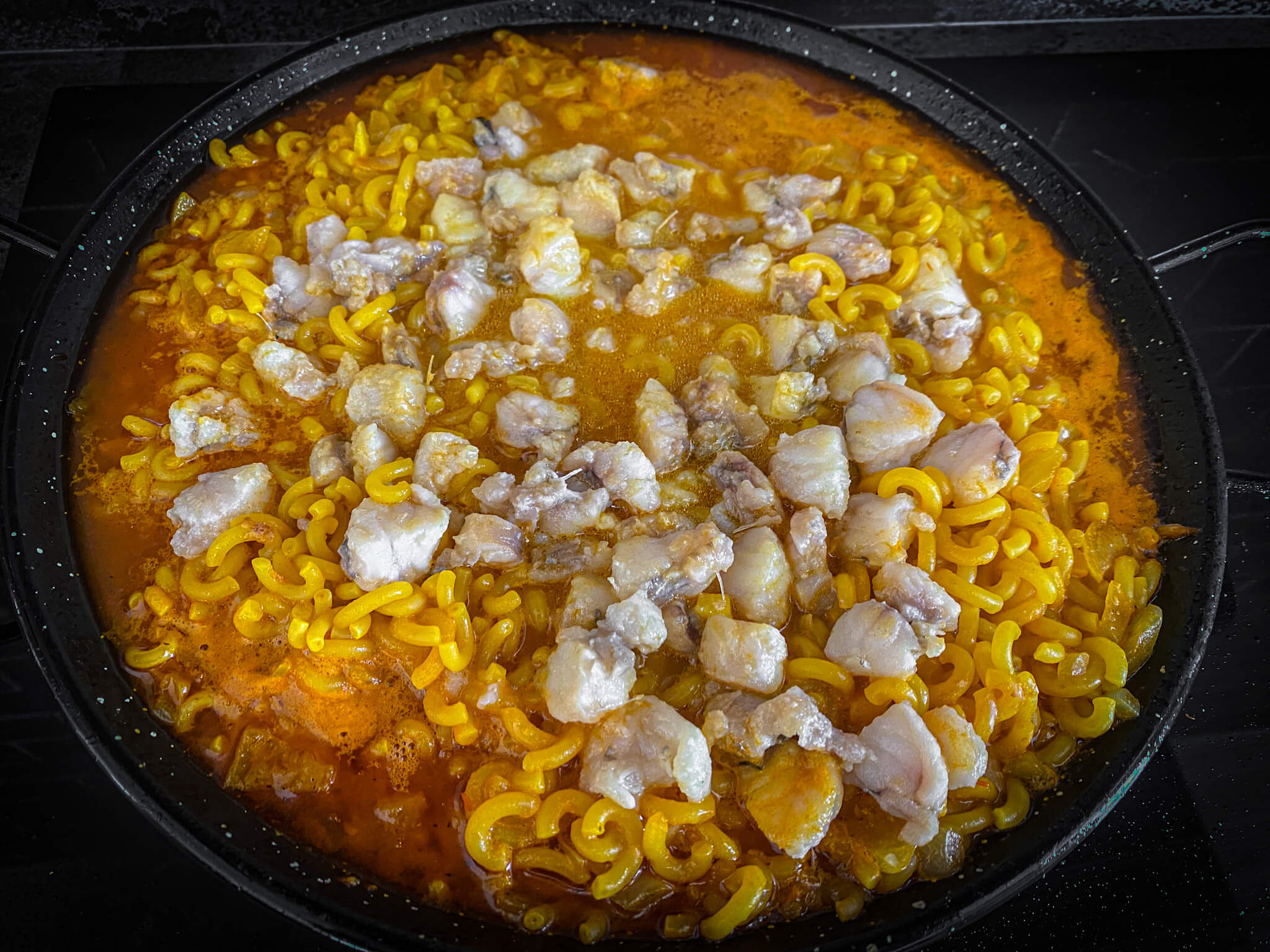 Spanish Pasta Paella add monkfish