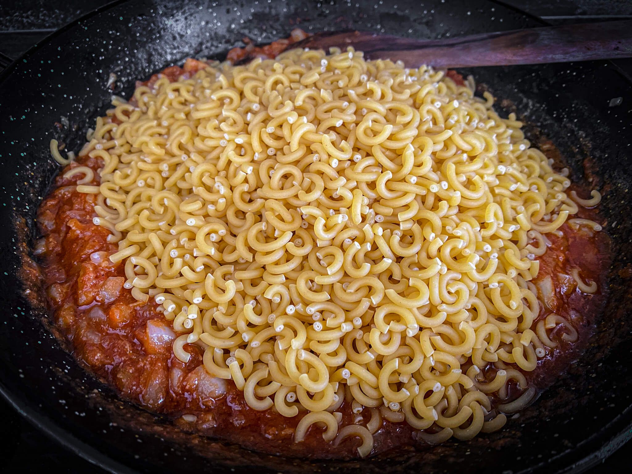 Spanish Pasta Paella sofrito add pasta