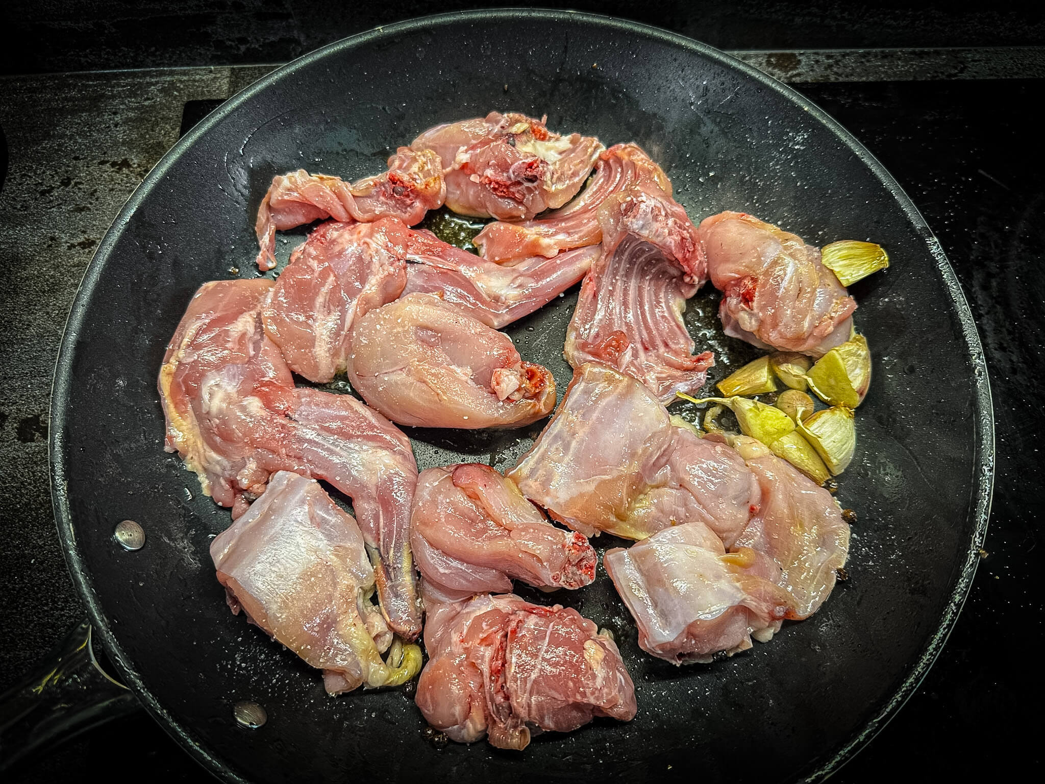 Spanish Rabbit & Snails Stew pan rabbit