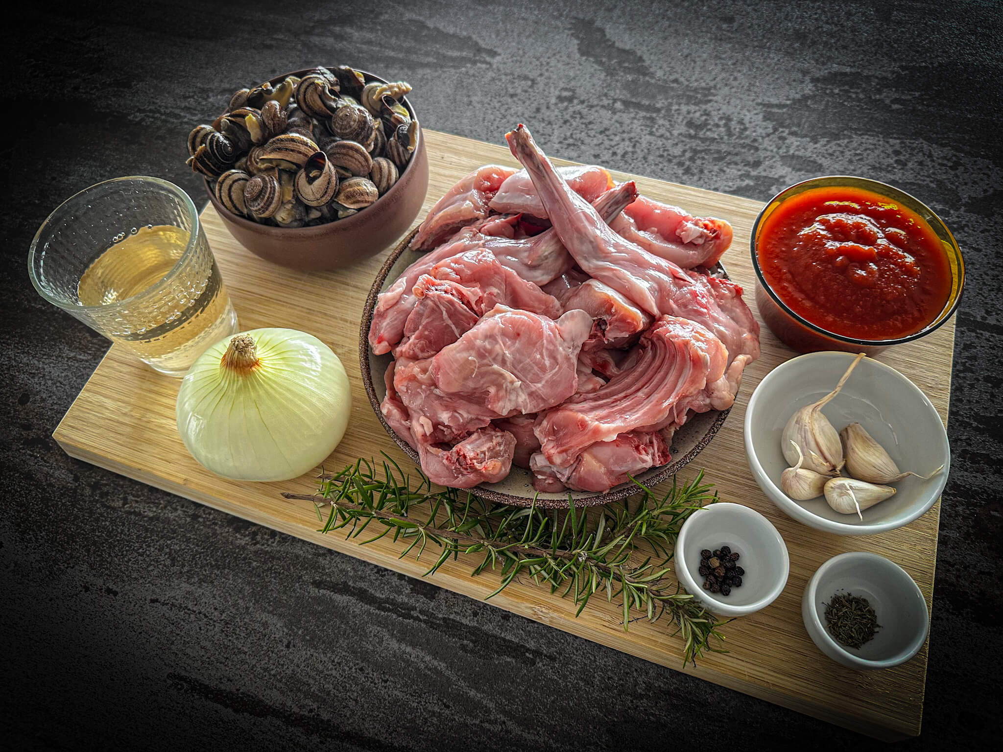 Spanish Rabbit & Snails Stew preparation