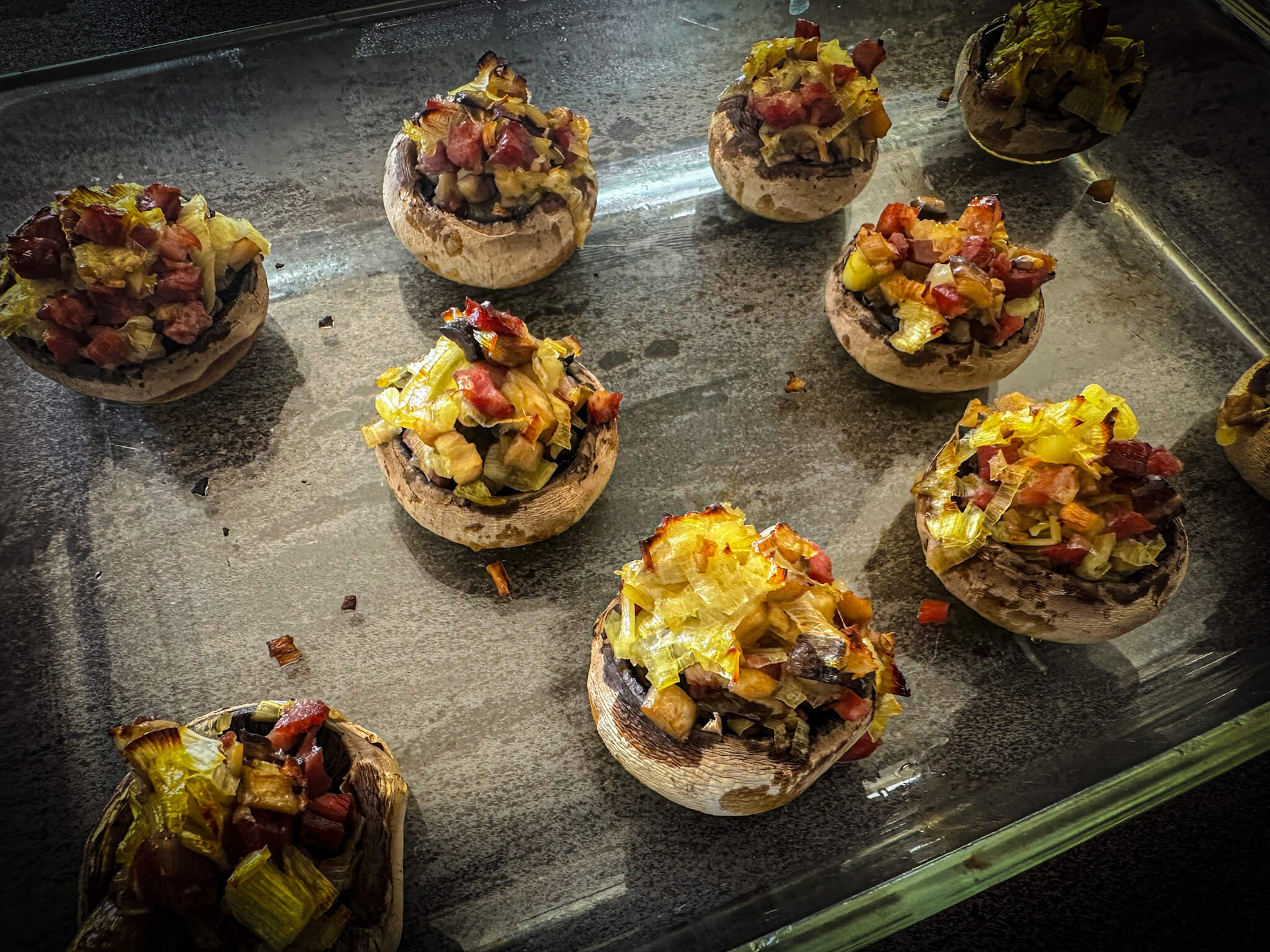 Spanish Stuffed Mushrooms backing to perfection done