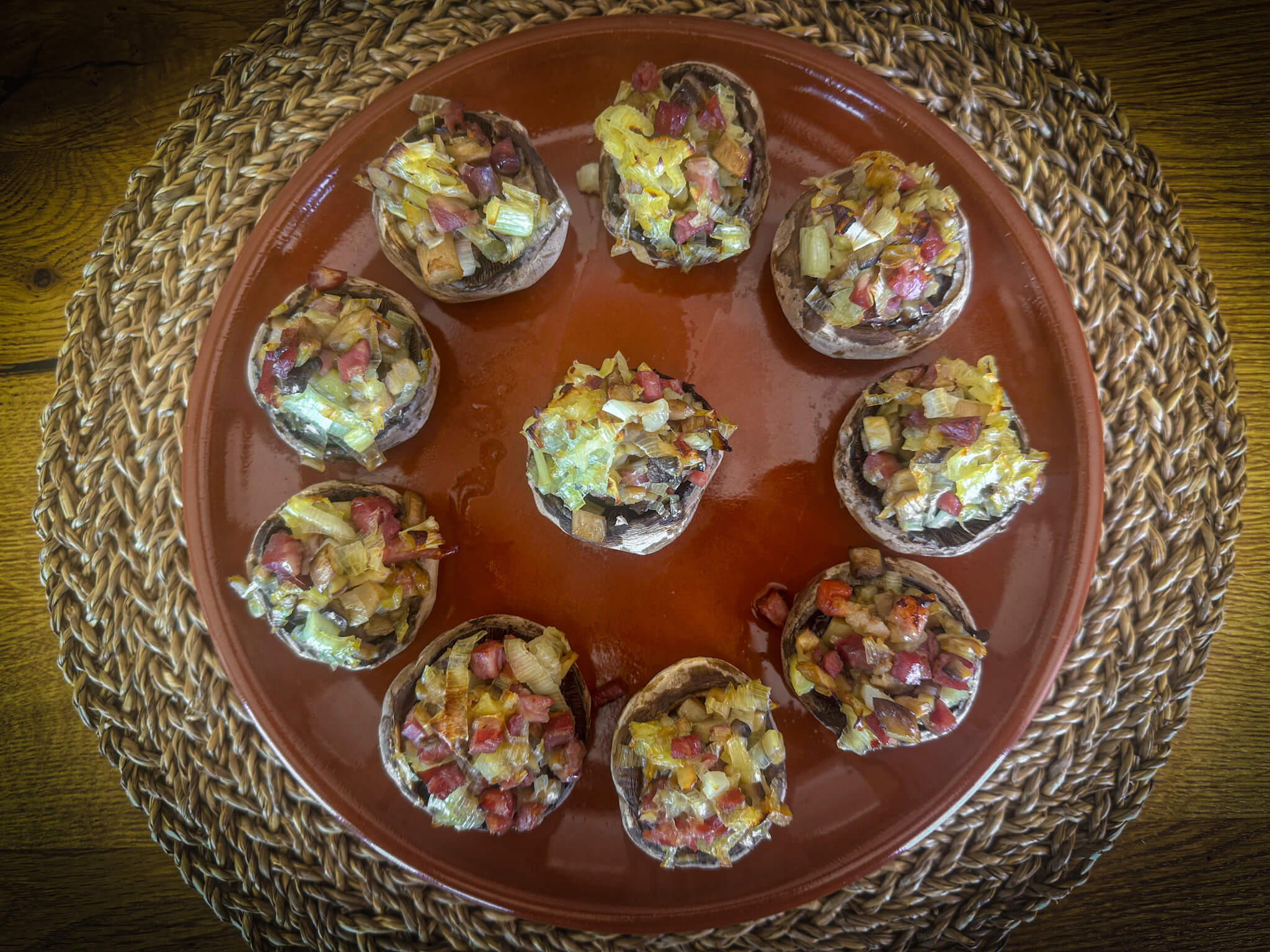 Spanish Stuffed Mushrooms presentation plate