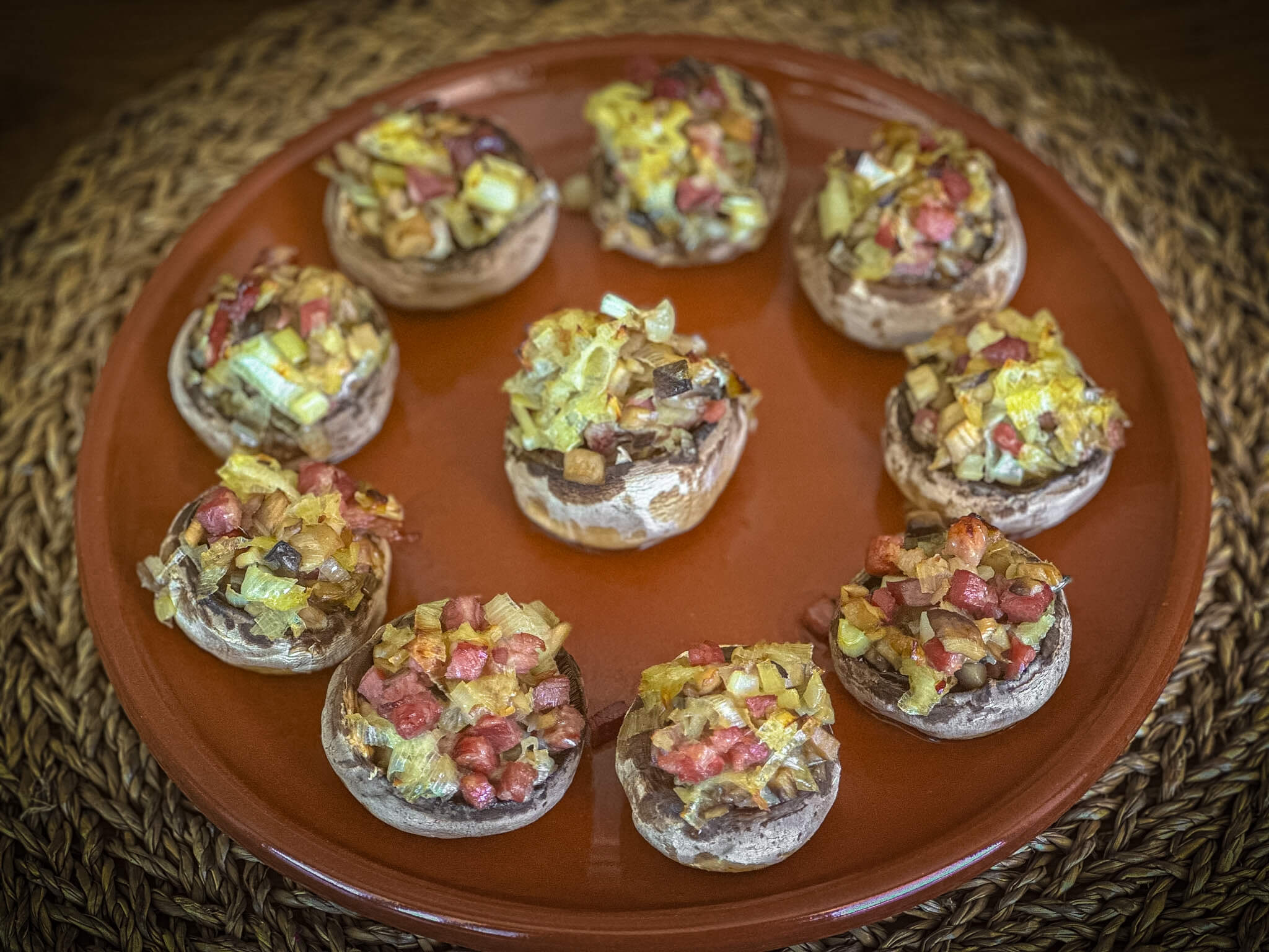 Spanish Stuffed Mushrooms presentation tapa