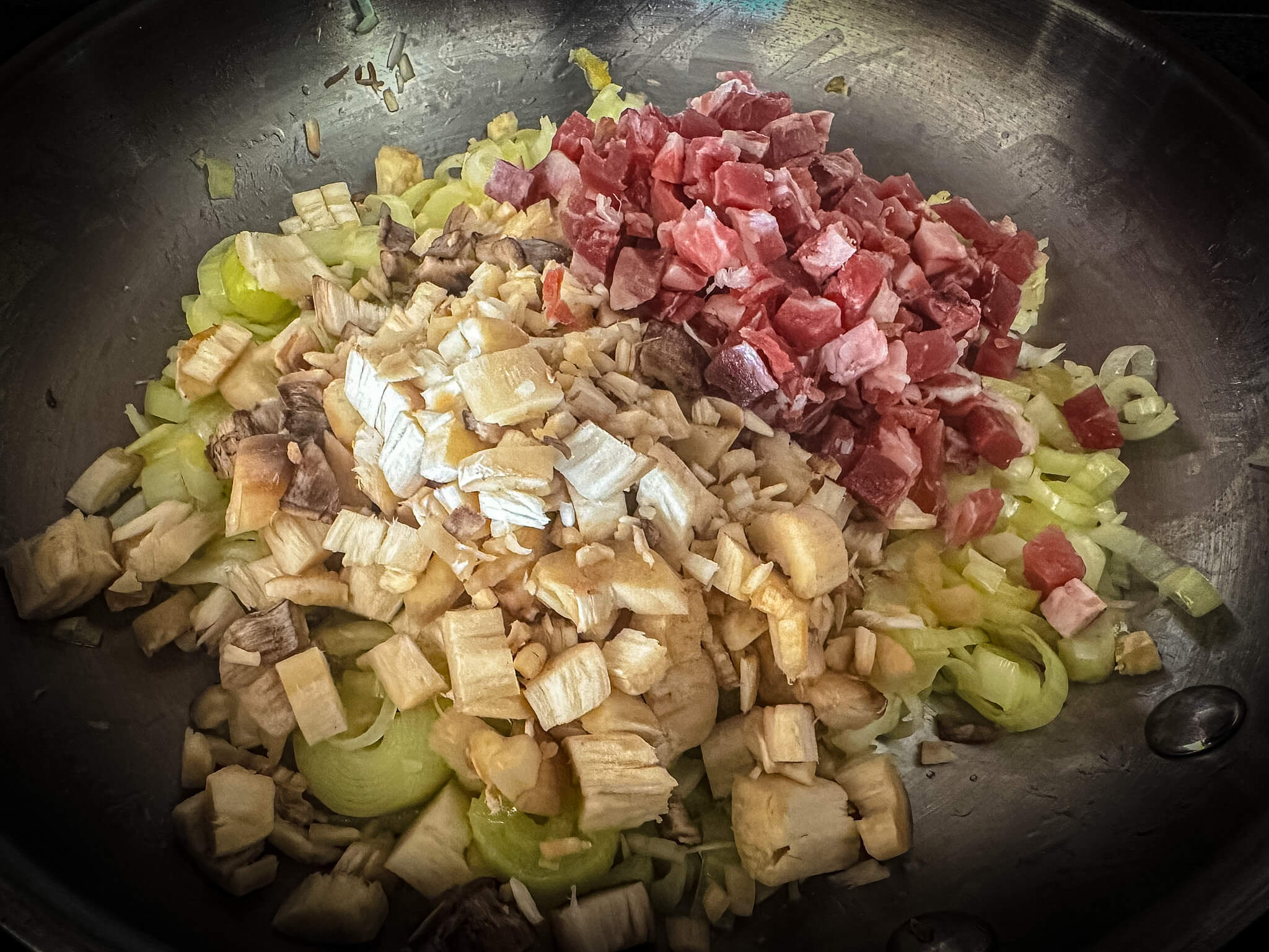 Spanish Stuffed Mushrooms sauteing