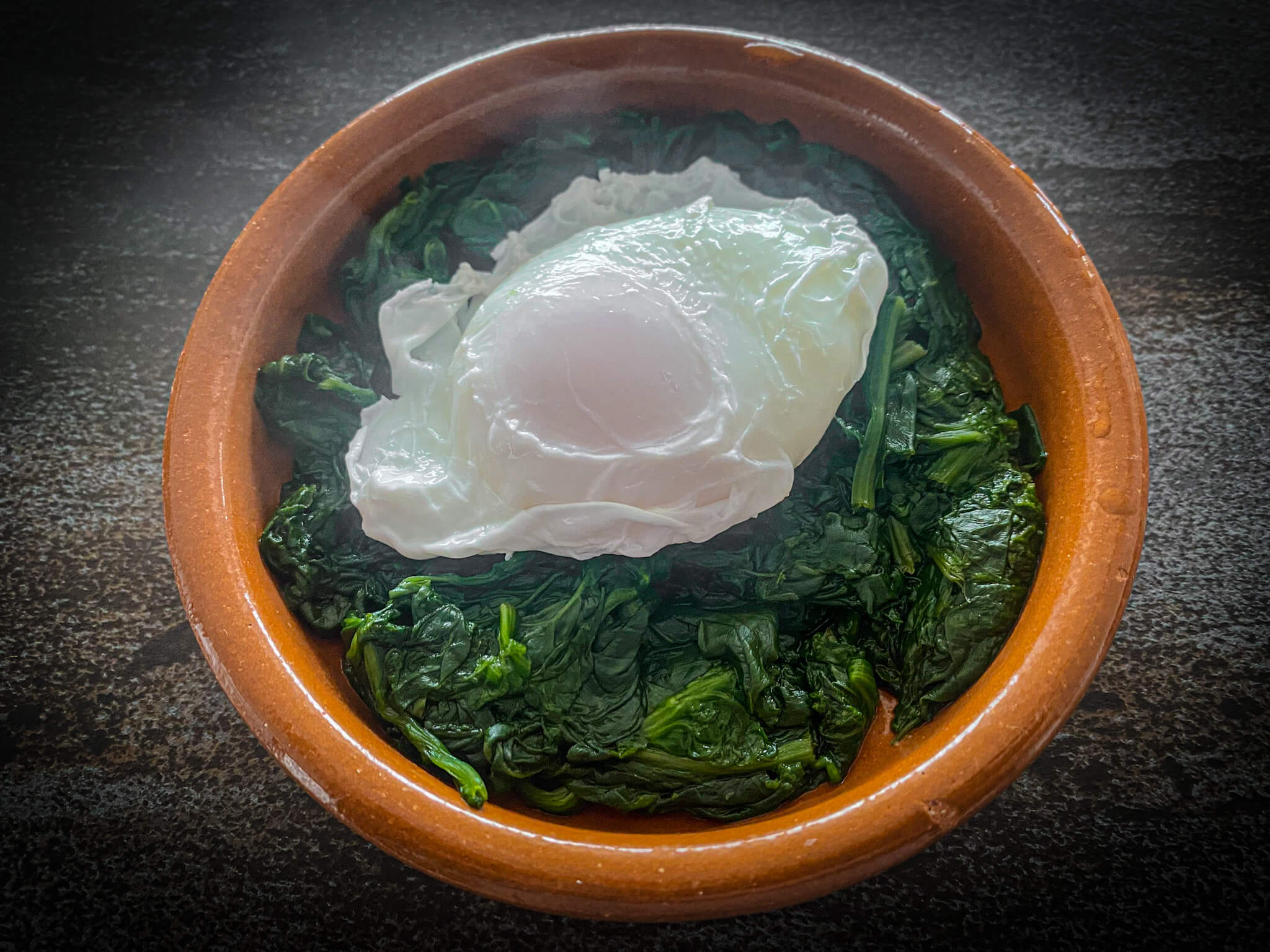 Creamy Eggs Florentine assembly 1