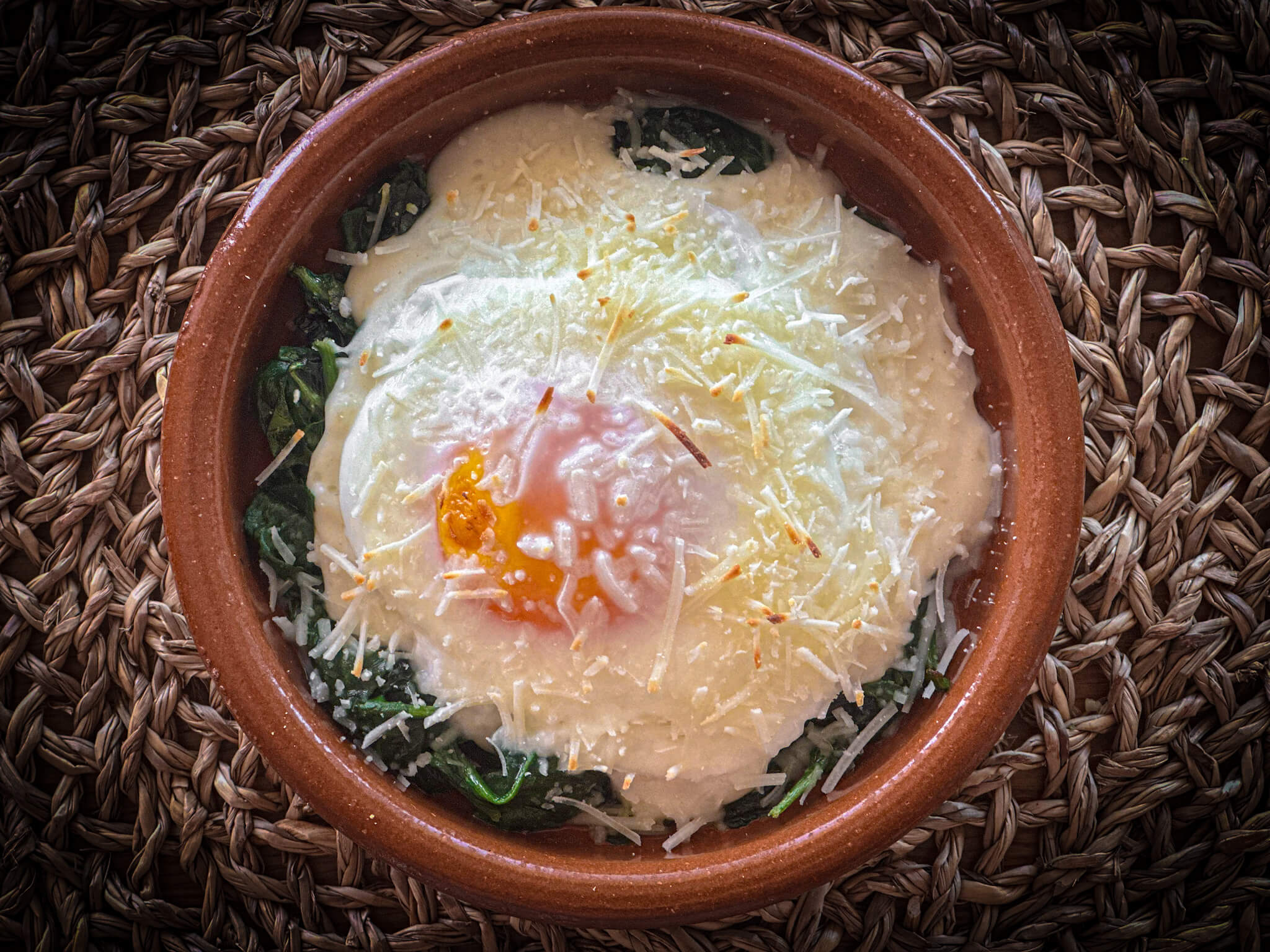 Creamy Eggs Florentine plated presentation
