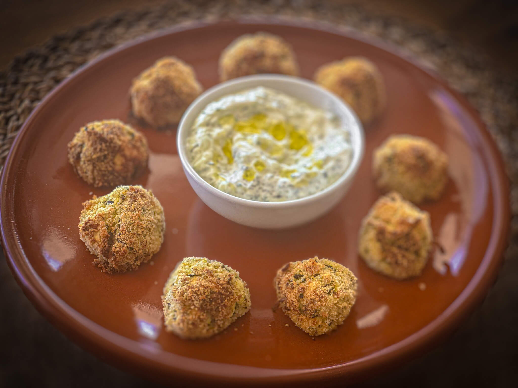 Crispy Baked Greek Zucchini Fritters with Feta and mint