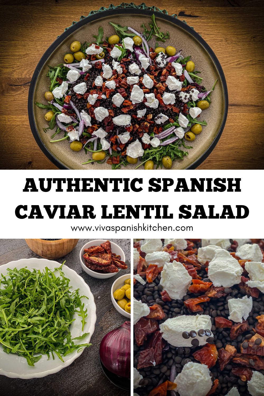 Pin 2 Authentic Spanish Caviar Lentil Salad with Goat Cheese and Ñora Peppers