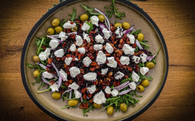 Authentic Spanish Caviar Lentil Salad with Goat Cheese and Ñora Peppers