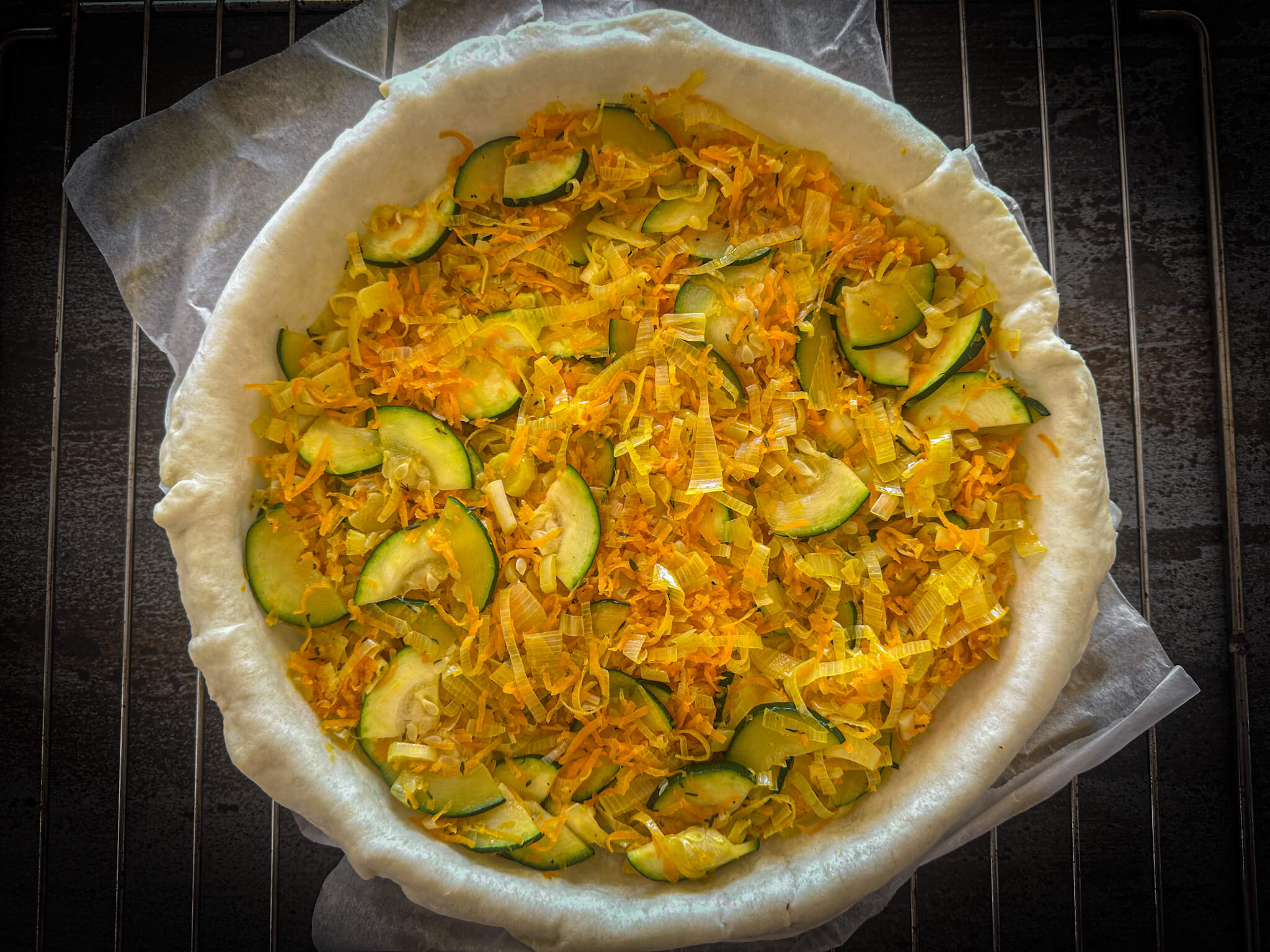 Zucchini Savory Tart assembling pie