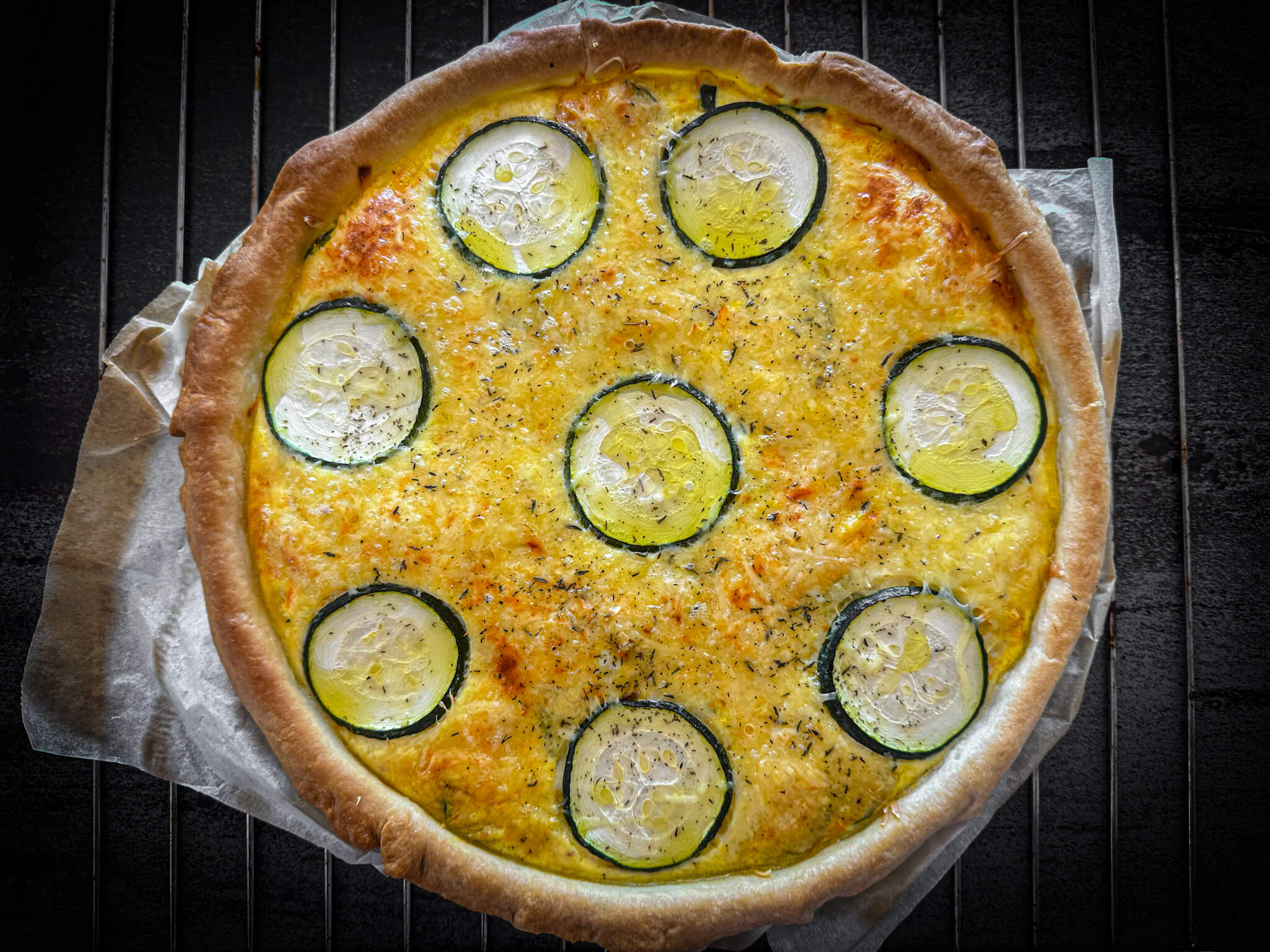 Zucchini Savory Tart baked golden