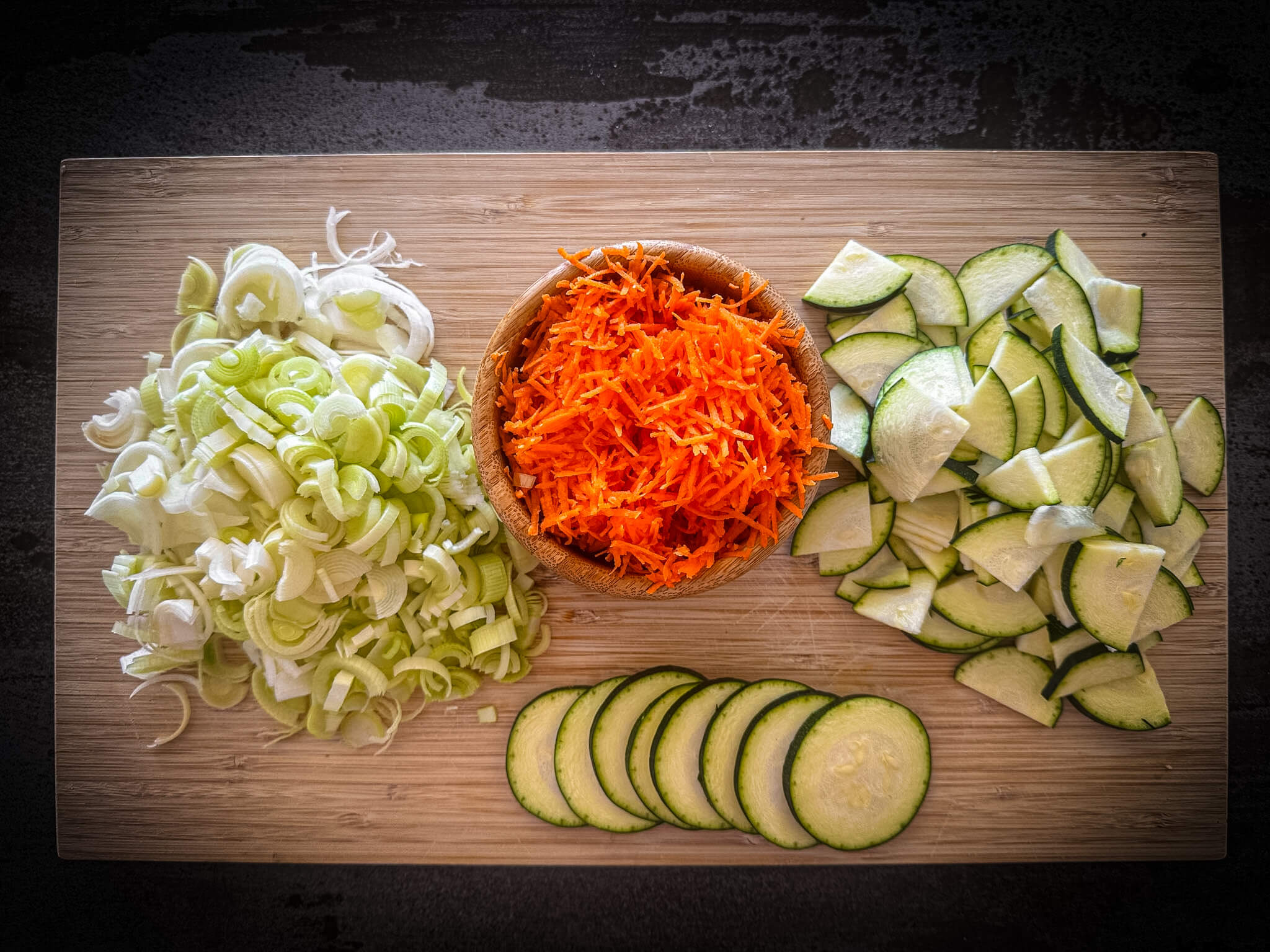 Zucchini Savory Tart cut vegetables