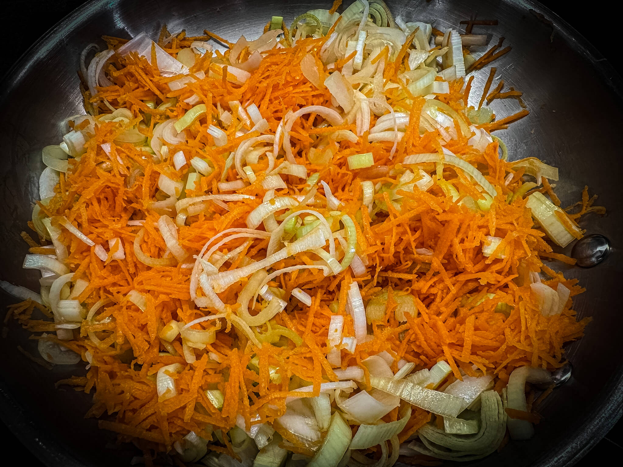 Zucchini Savory Tart fried carrot and leek