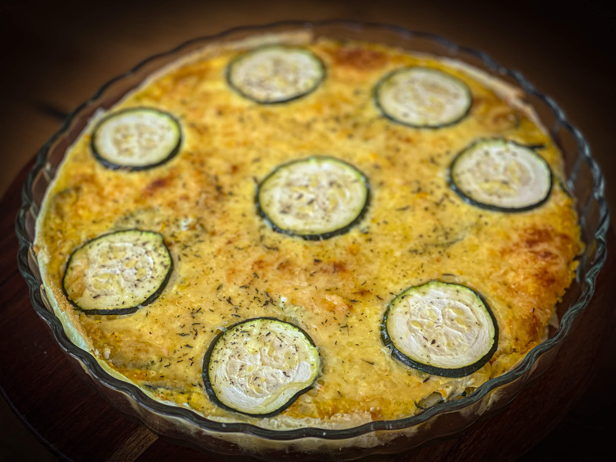 Zucchini Savory Tart plated presentation pie