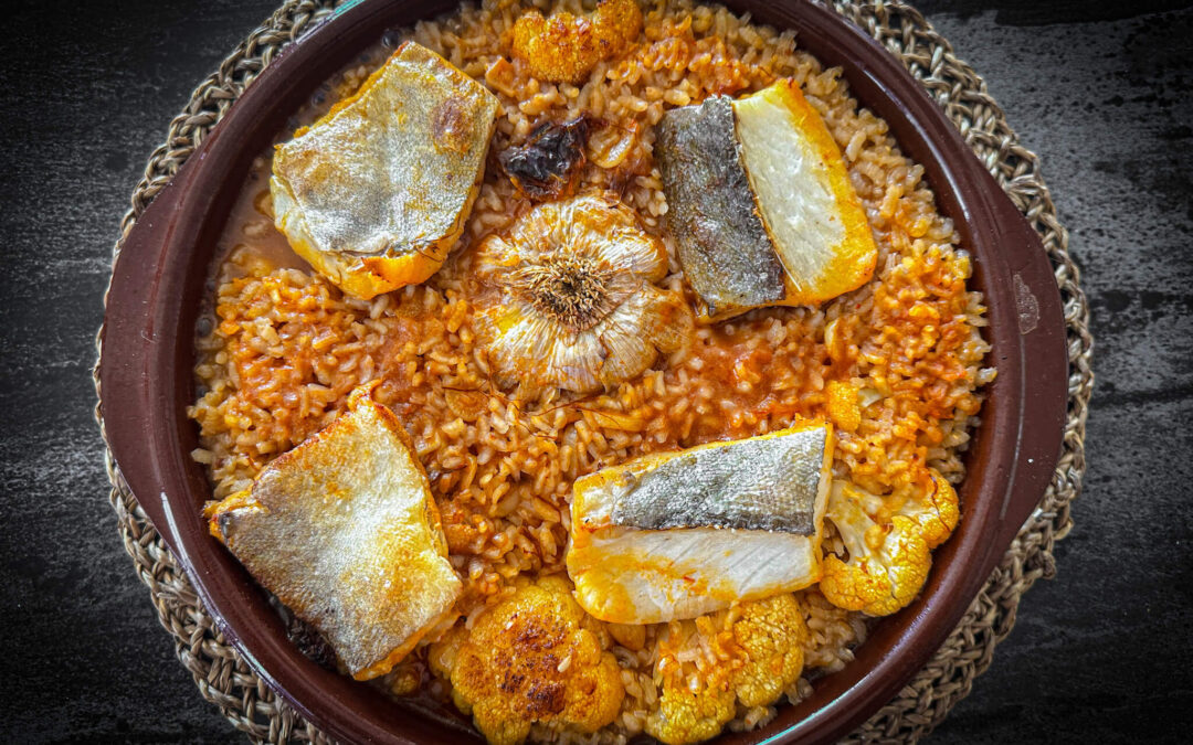 Authentic Baked Rice with Salt Cod and Cauliflower