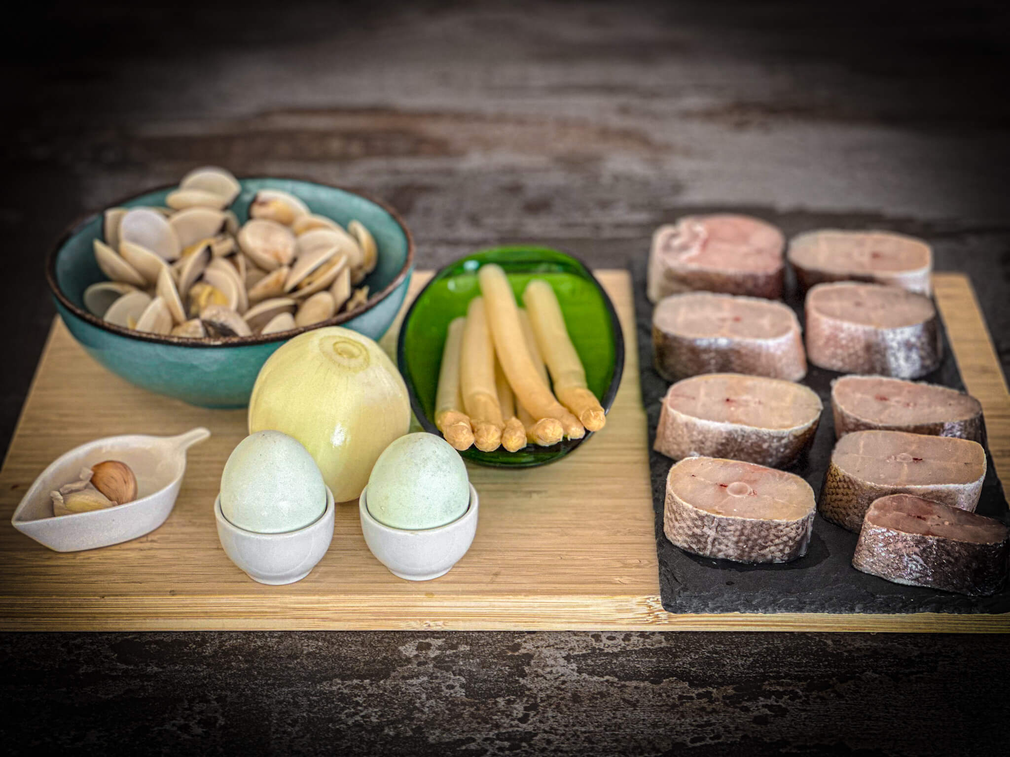Basque-Style Hake with Clams presentation front