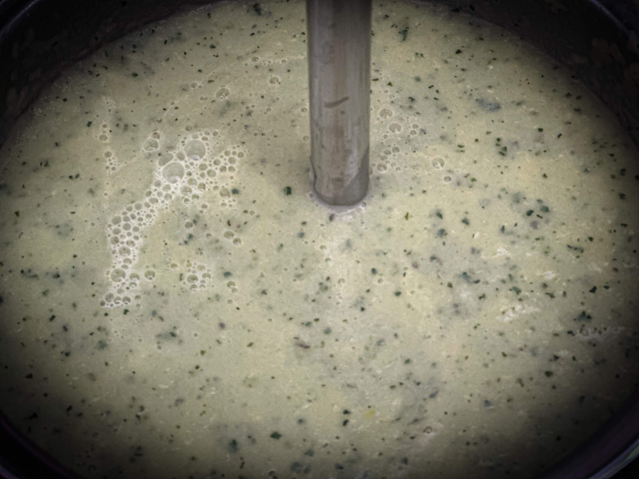 Chilled Zucchini and Leek Soup blend after yogurt