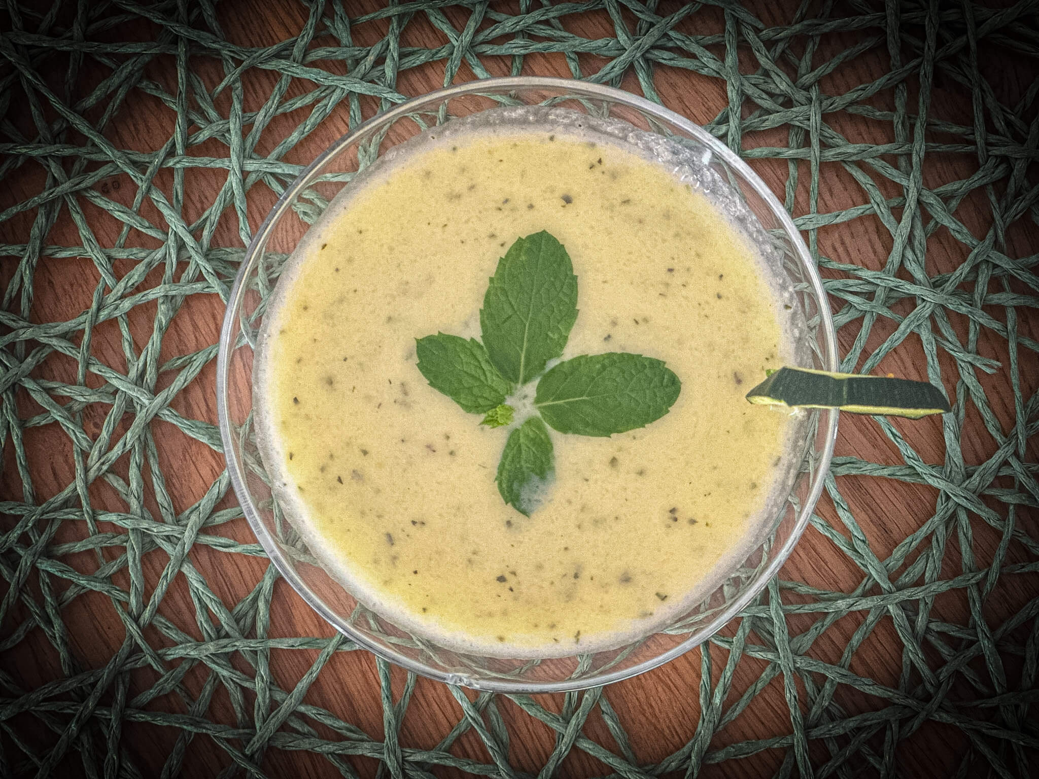 Chilled Zucchini and Leek Soup original presentation