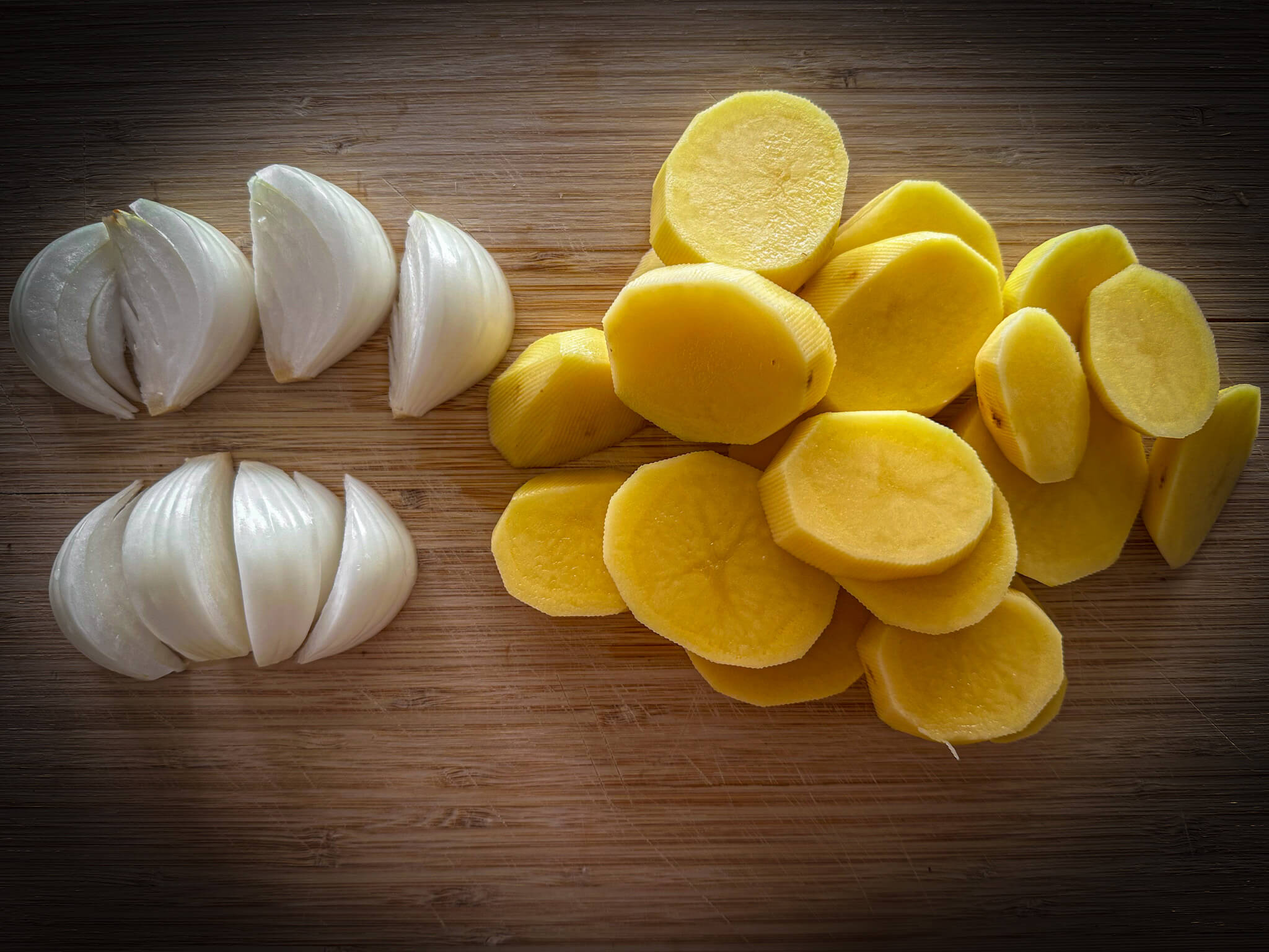 Merluza a la Gallega potato and onion sliced