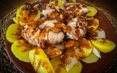 Easy Merluza a la Gallega: Galician-Style Hake with Potatoes and Paprika-Garlic Oil