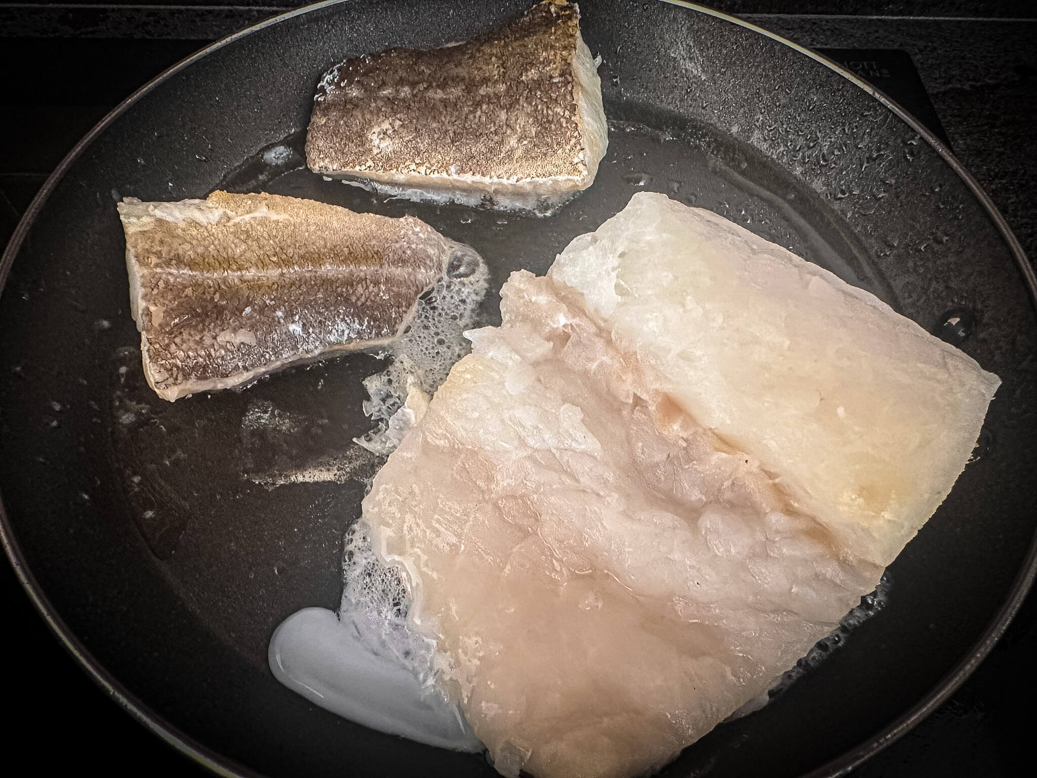 Spanish Cod in Piquillo Pepper Sauce frying cod
