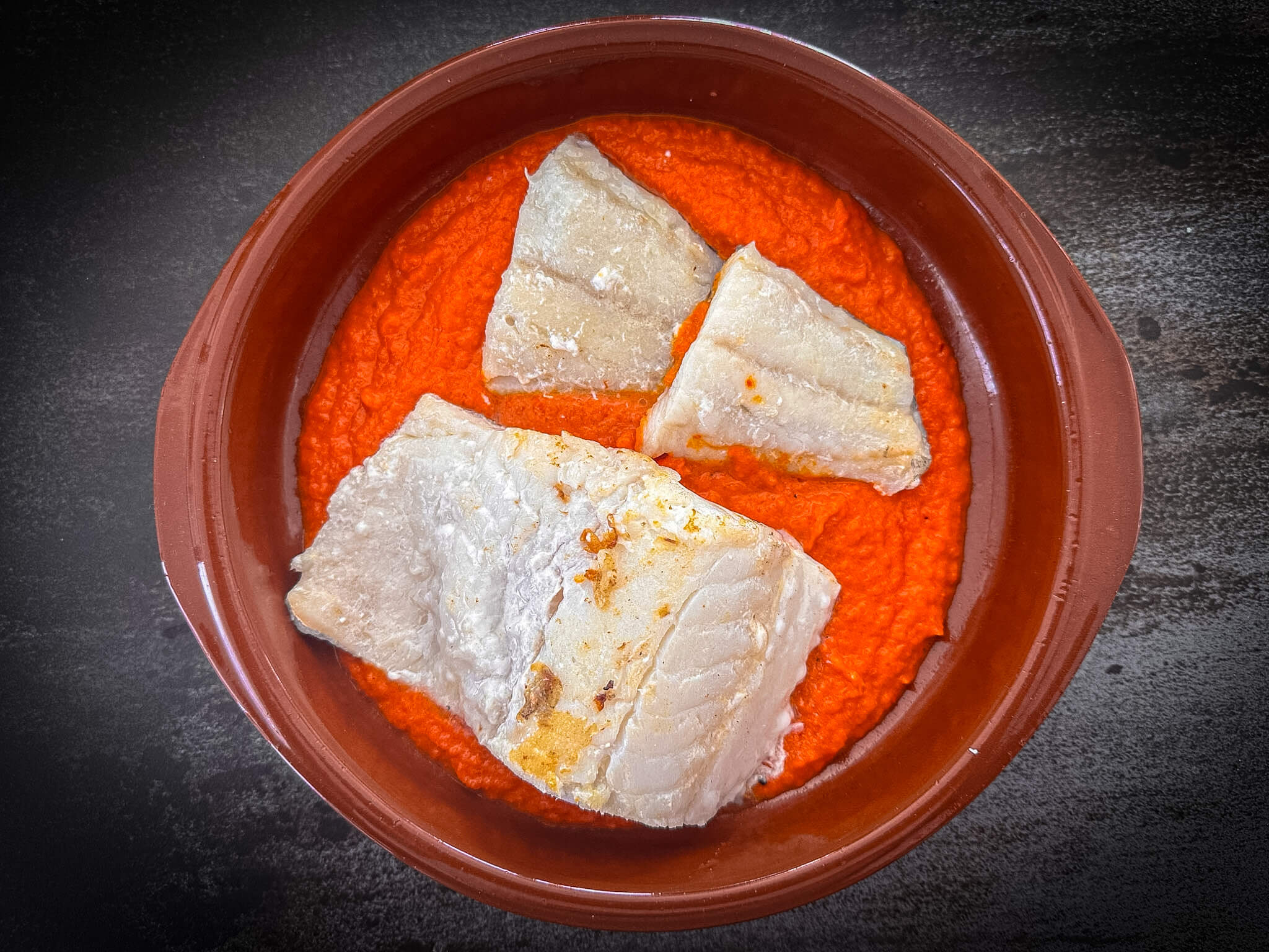 Spanish Cod in Piquillo Pepper Sauce plating cod